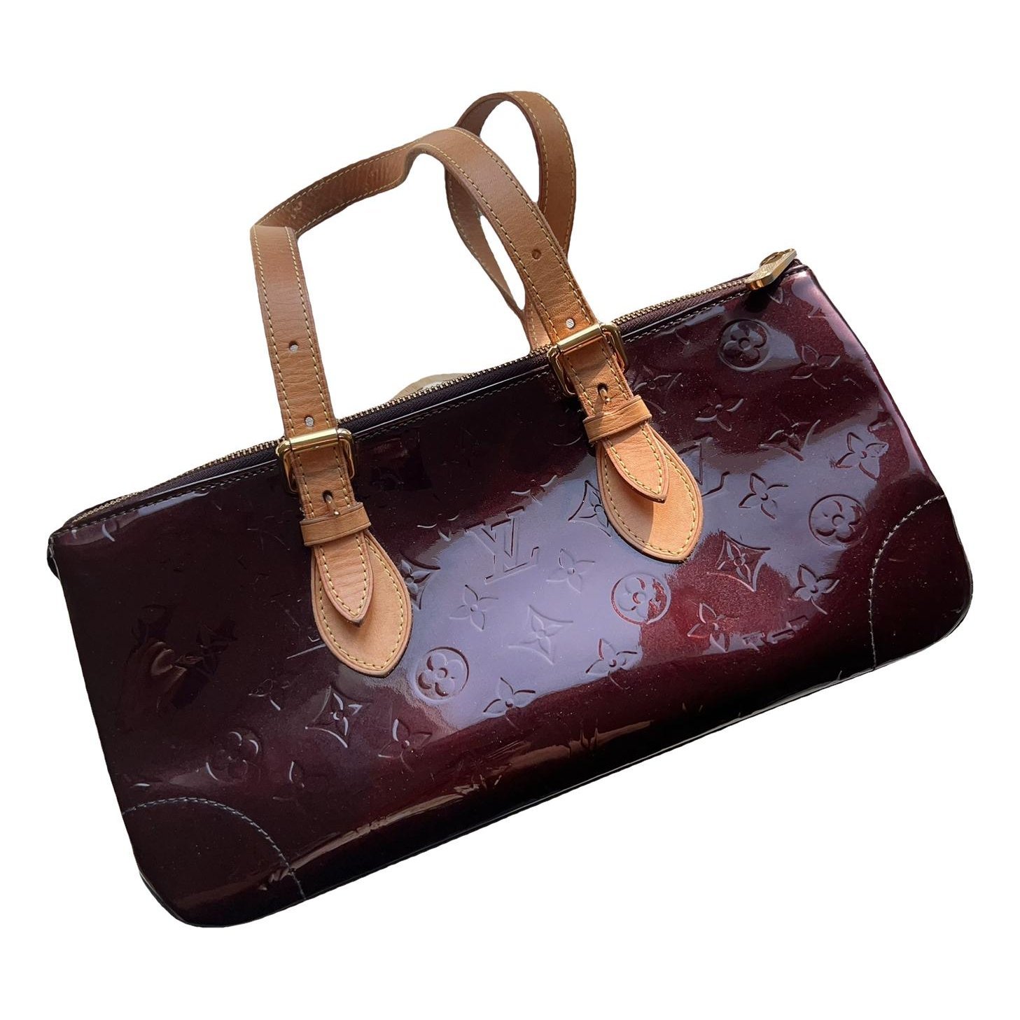 Rosewood patent leather handbag