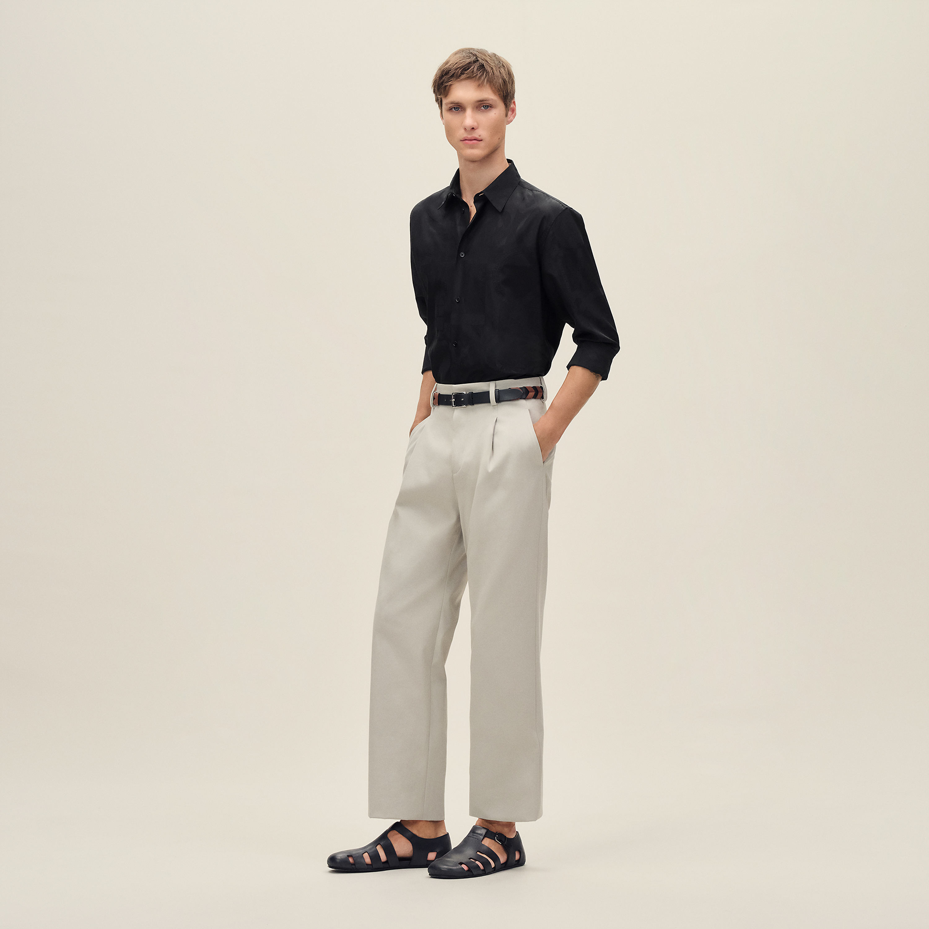 "Eperon d'Or Jacquard" straight cut shirt