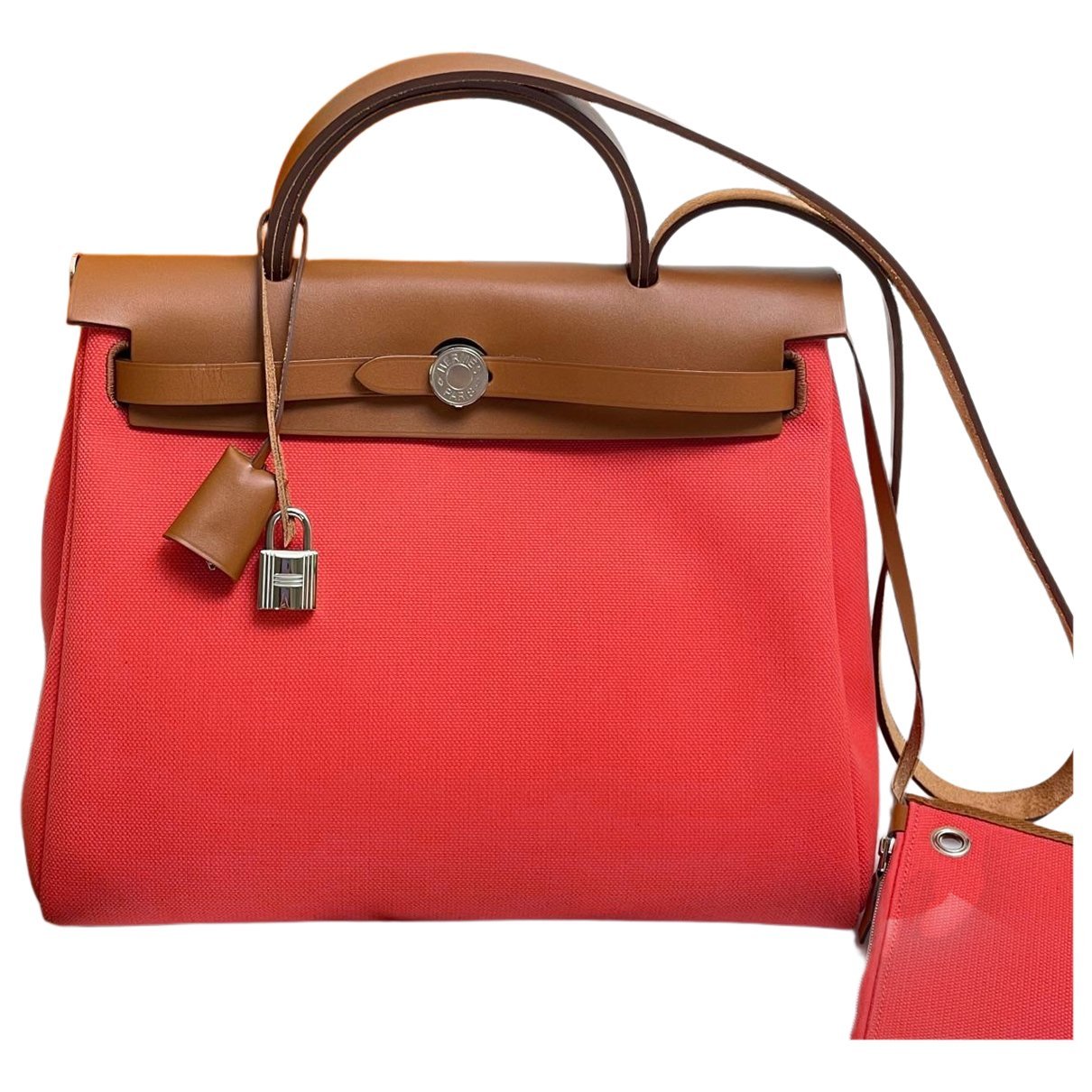 Hermes Herbag Handbag Rose Texas Vache Leather