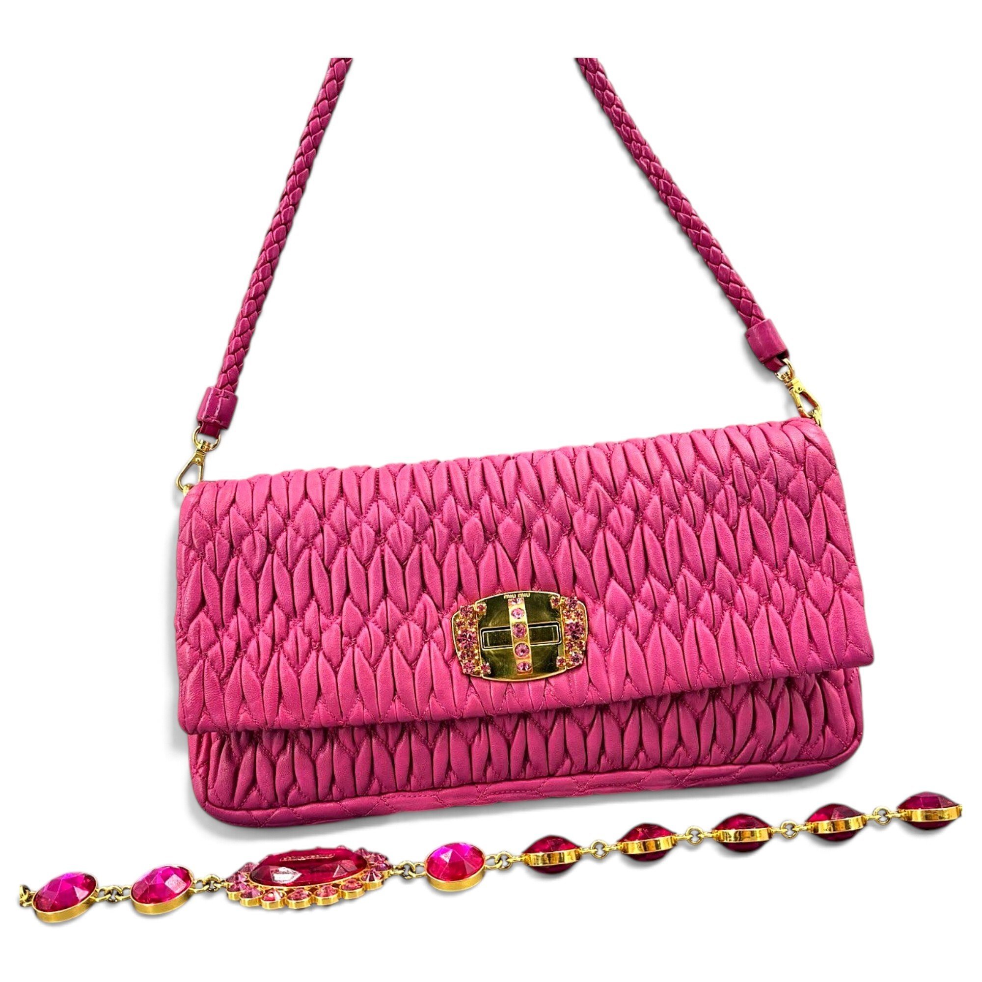 Miu Crystal leather handbag