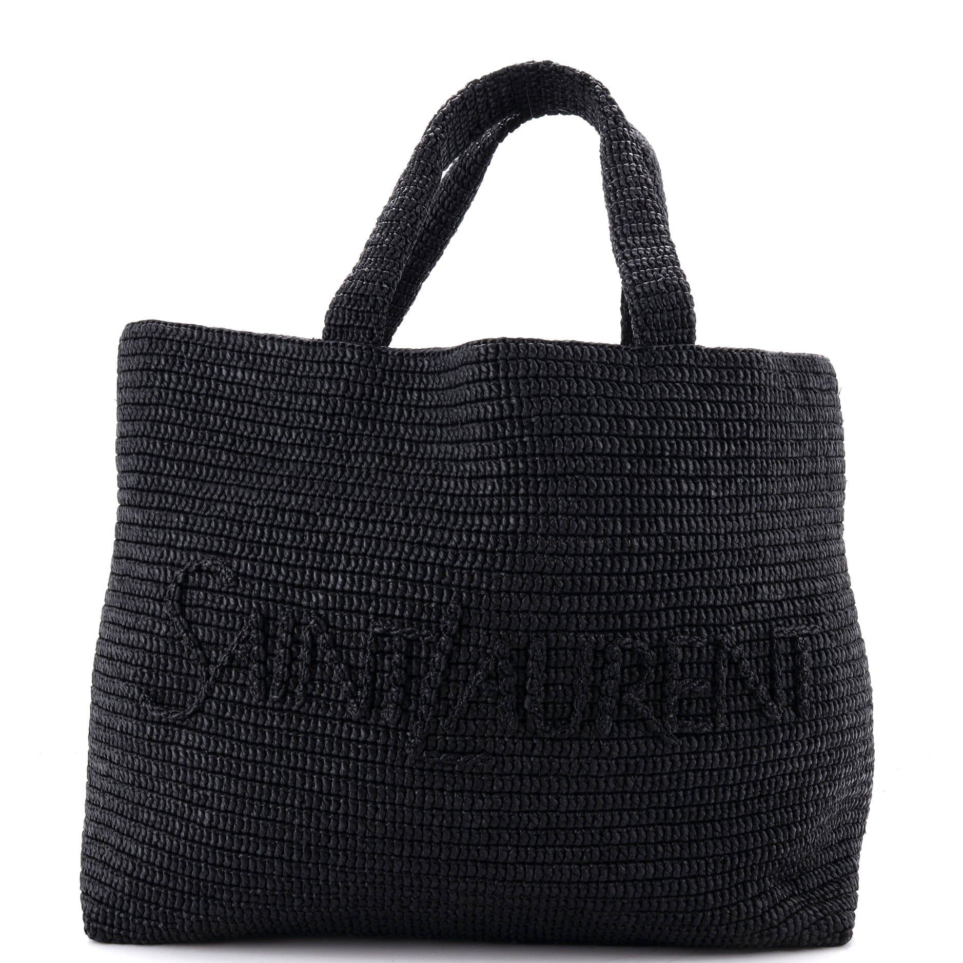 Logo Supple Tote Embroidered Raffia