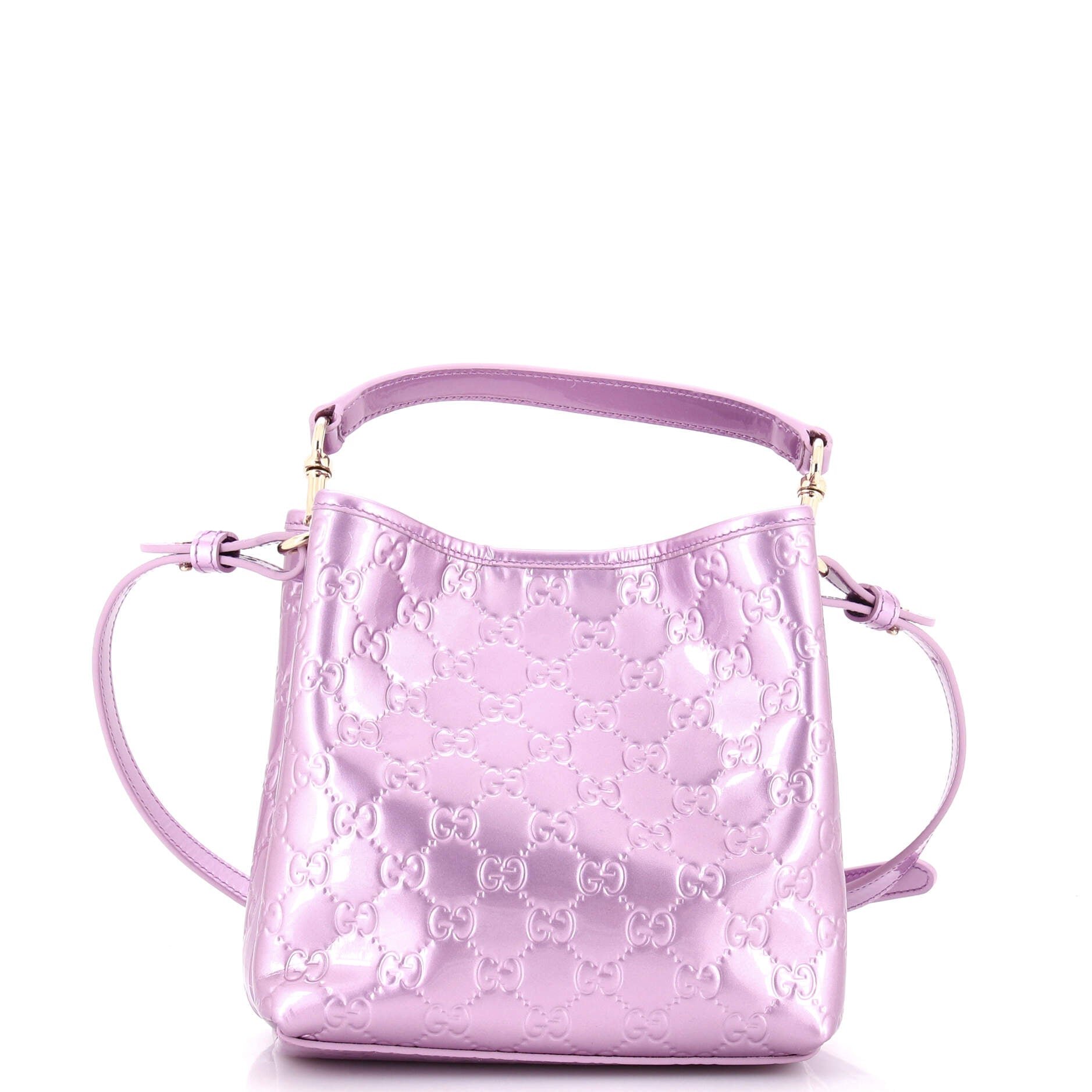 Emblem Bucket Bag GG Embossed Patent Small