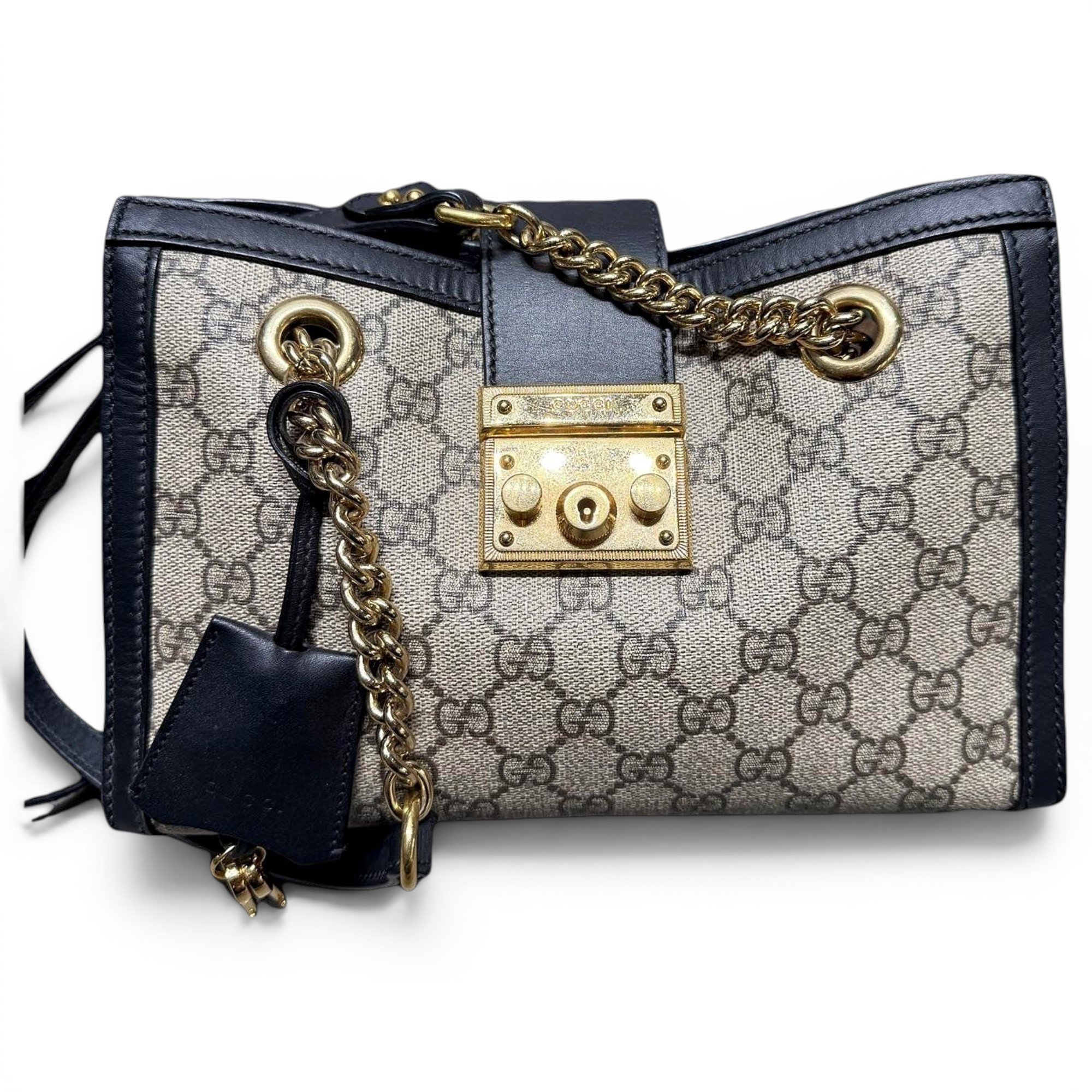 Padlock leather handbag