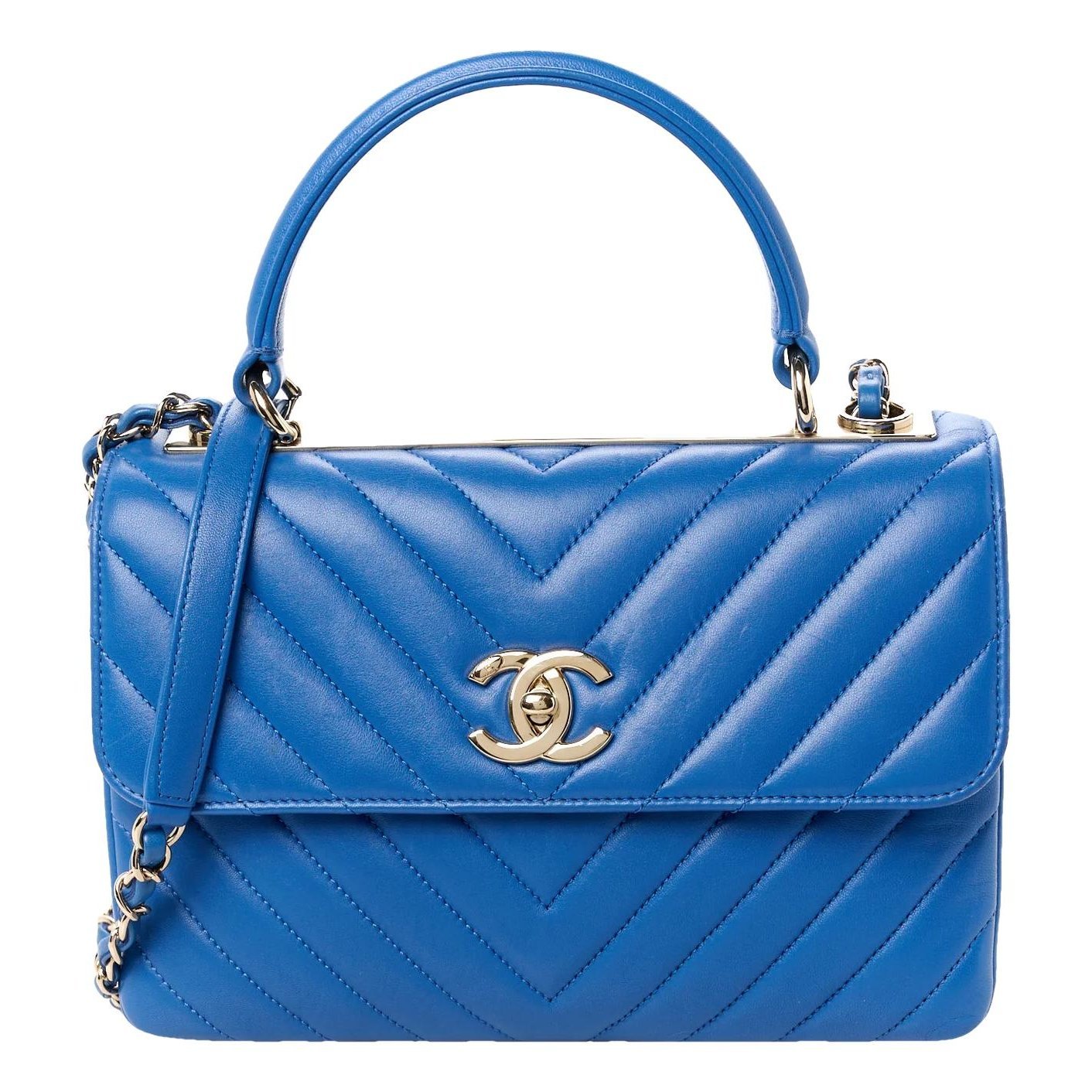 Trendy CC Top Handle leather handbag