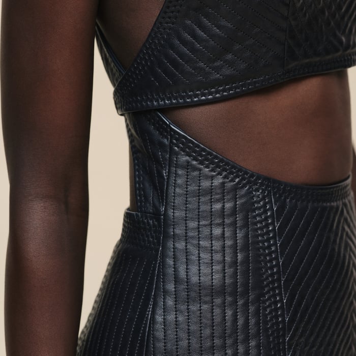 Bleu Noir Mini-robe Matelassée