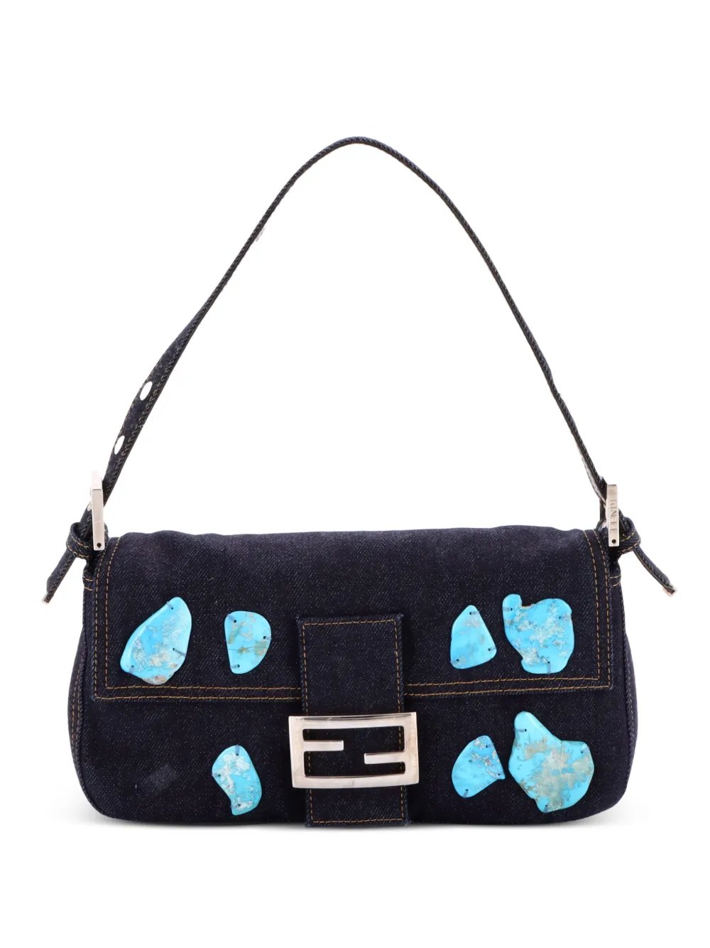 Baguette Bag Embellished Denim shoulder bag