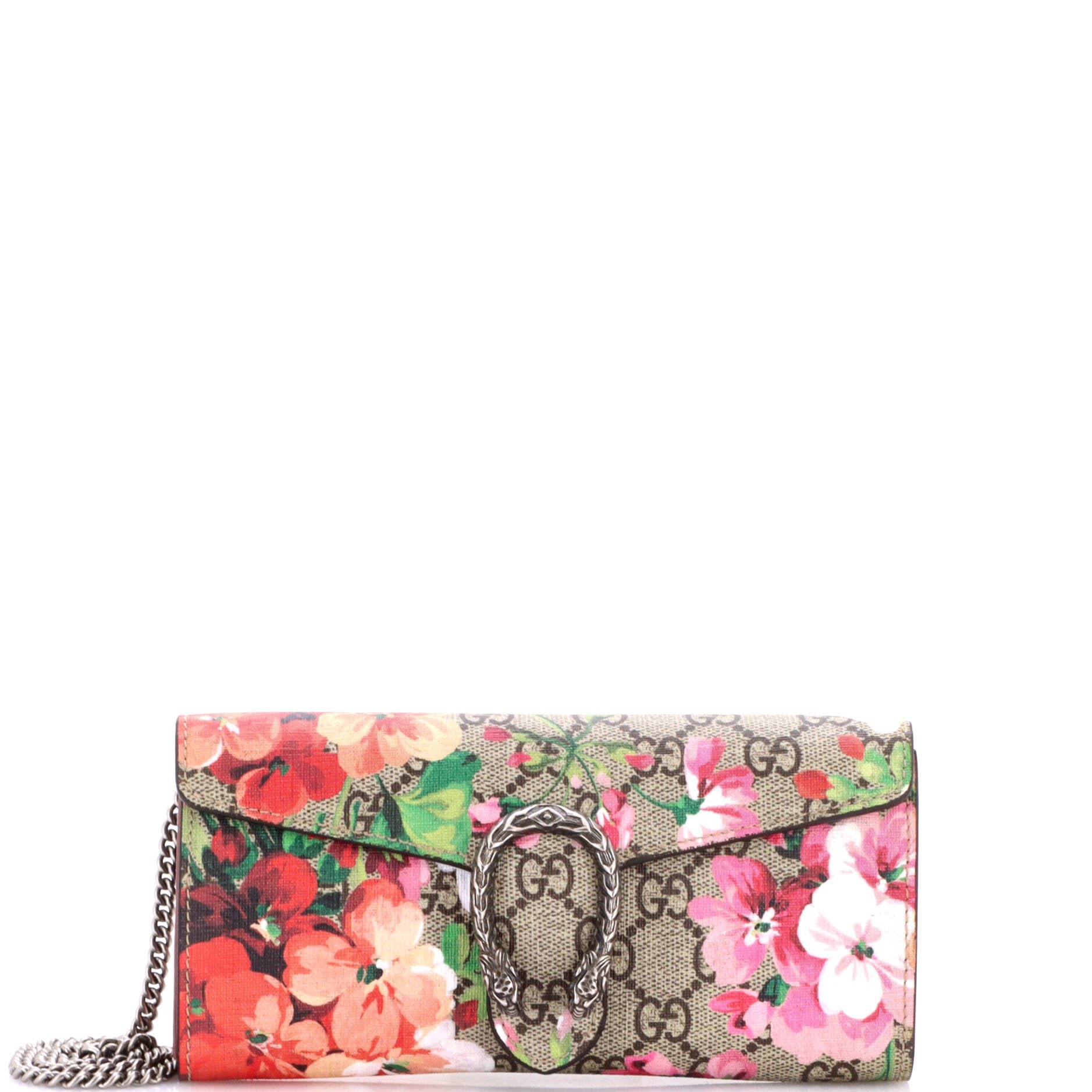 Dionysus Chain Wallet Blooms Print GG Coated Canvas Long
