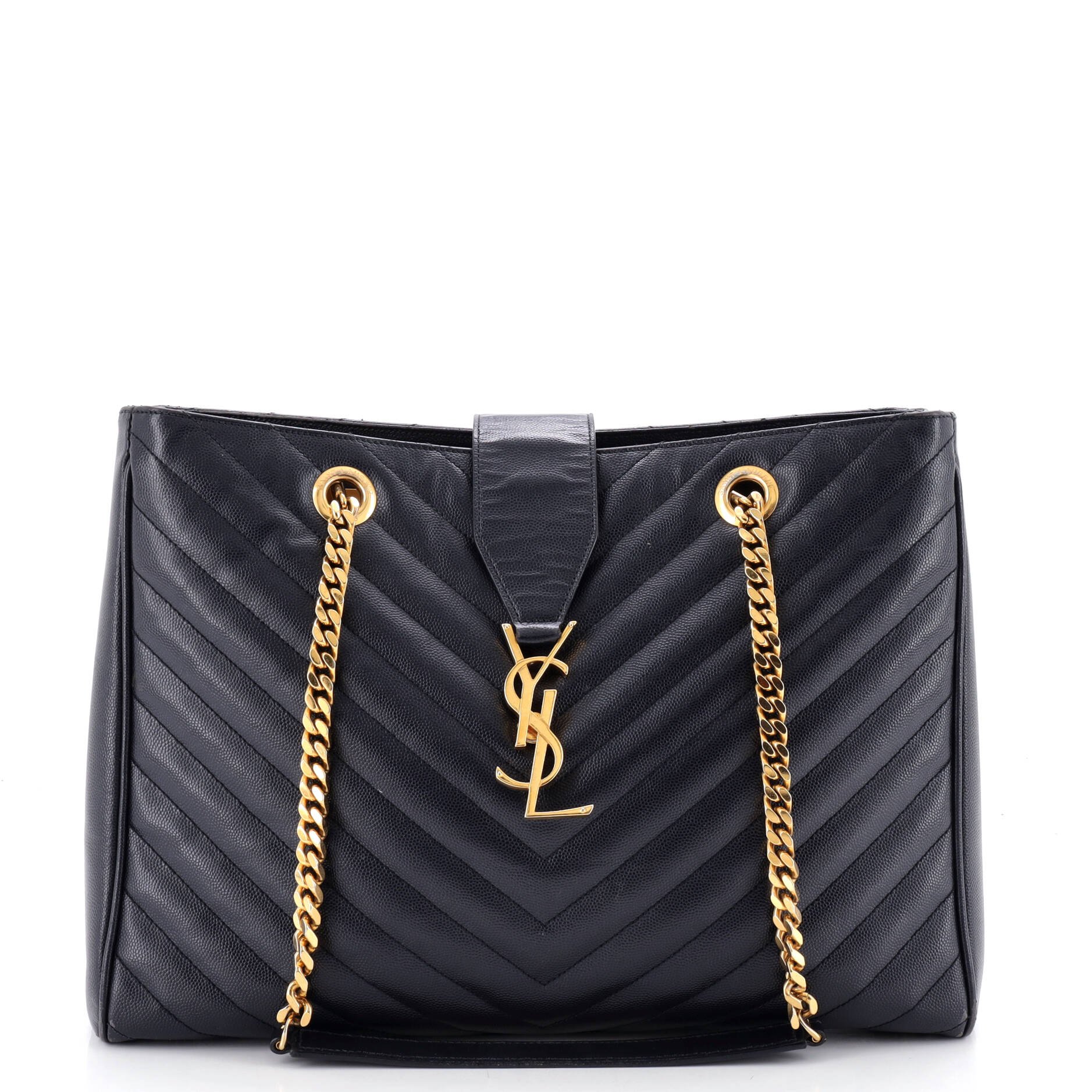 Classic Monogram Shopper Matelasse Chevron Leather Large