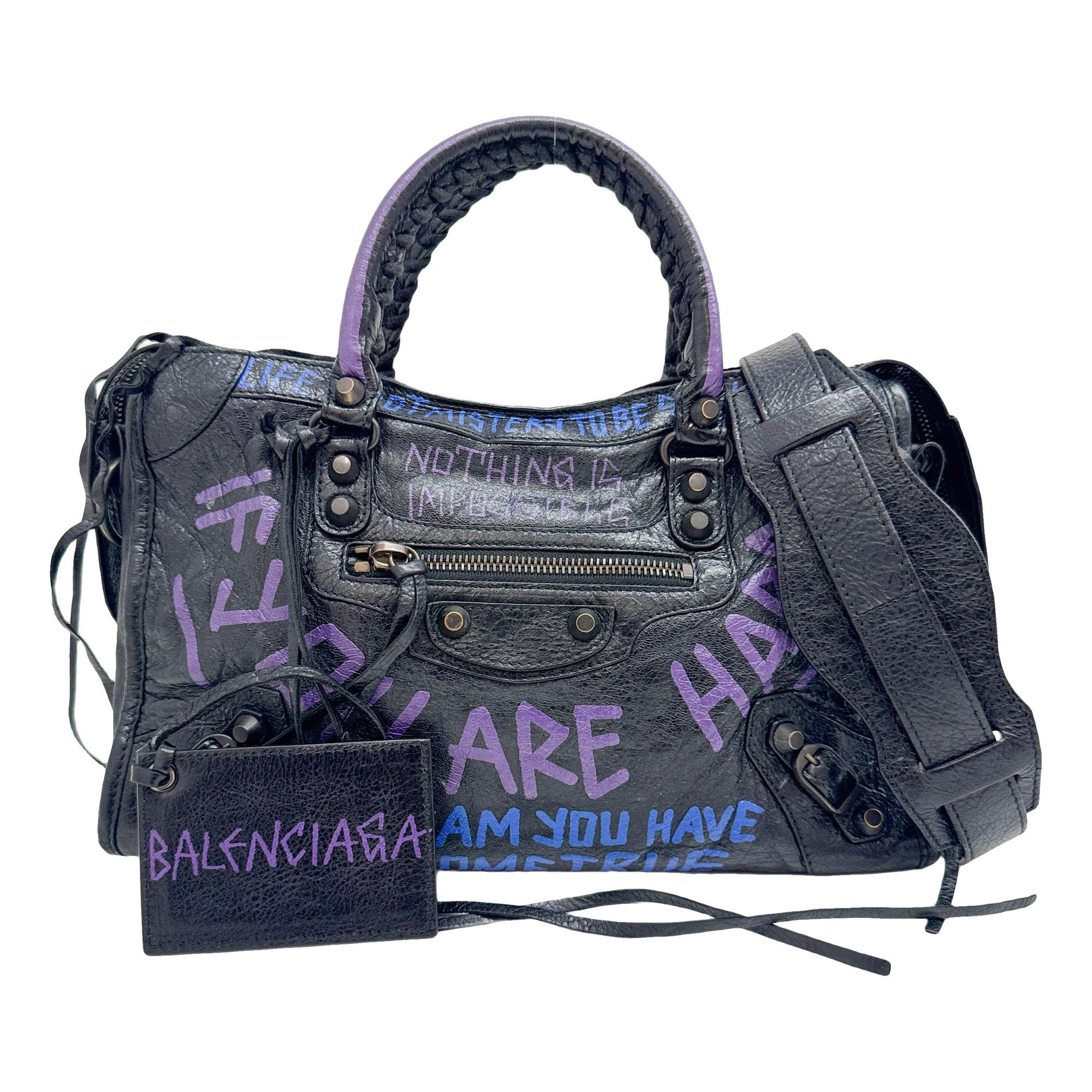 City leather handbag
