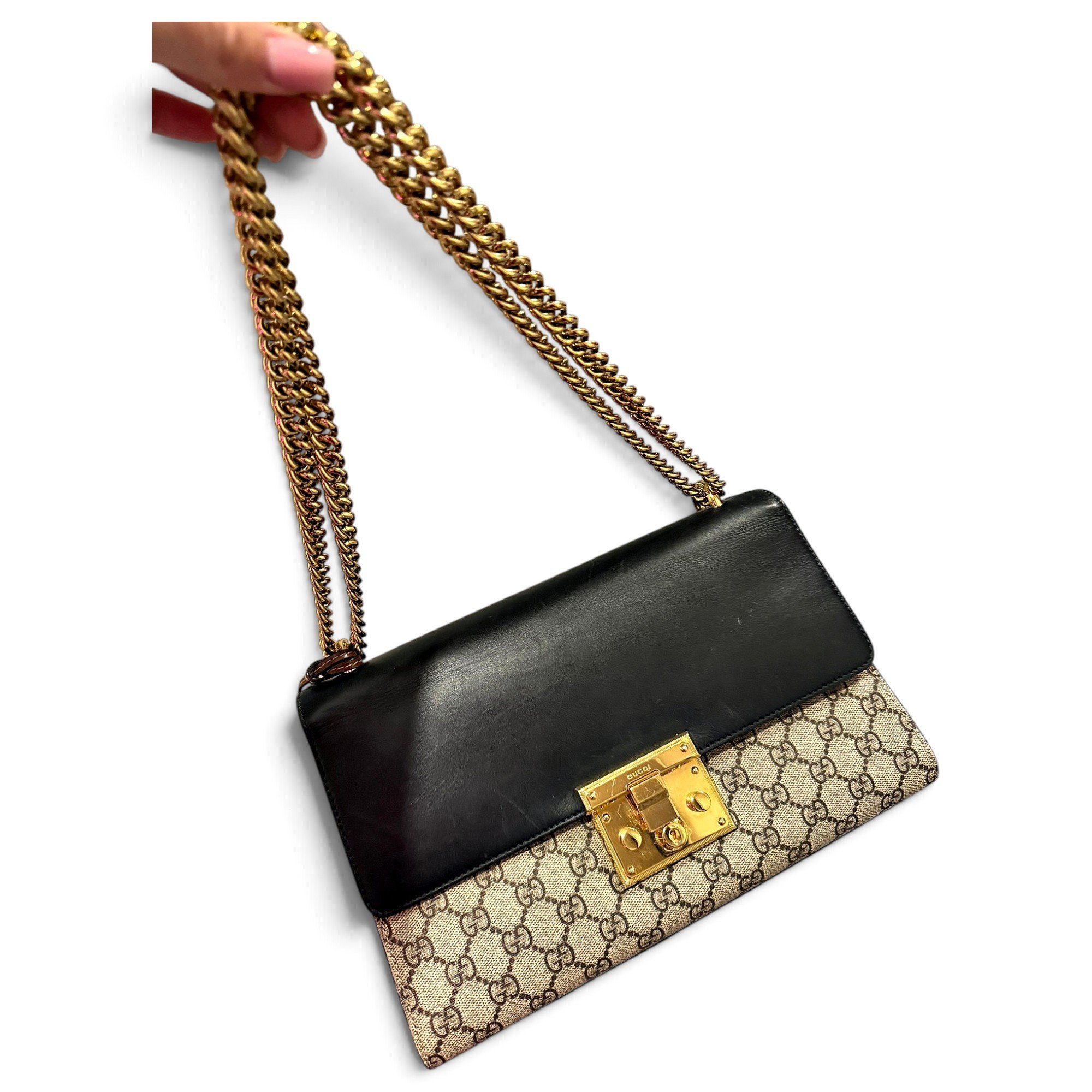 Padlock leather handbag