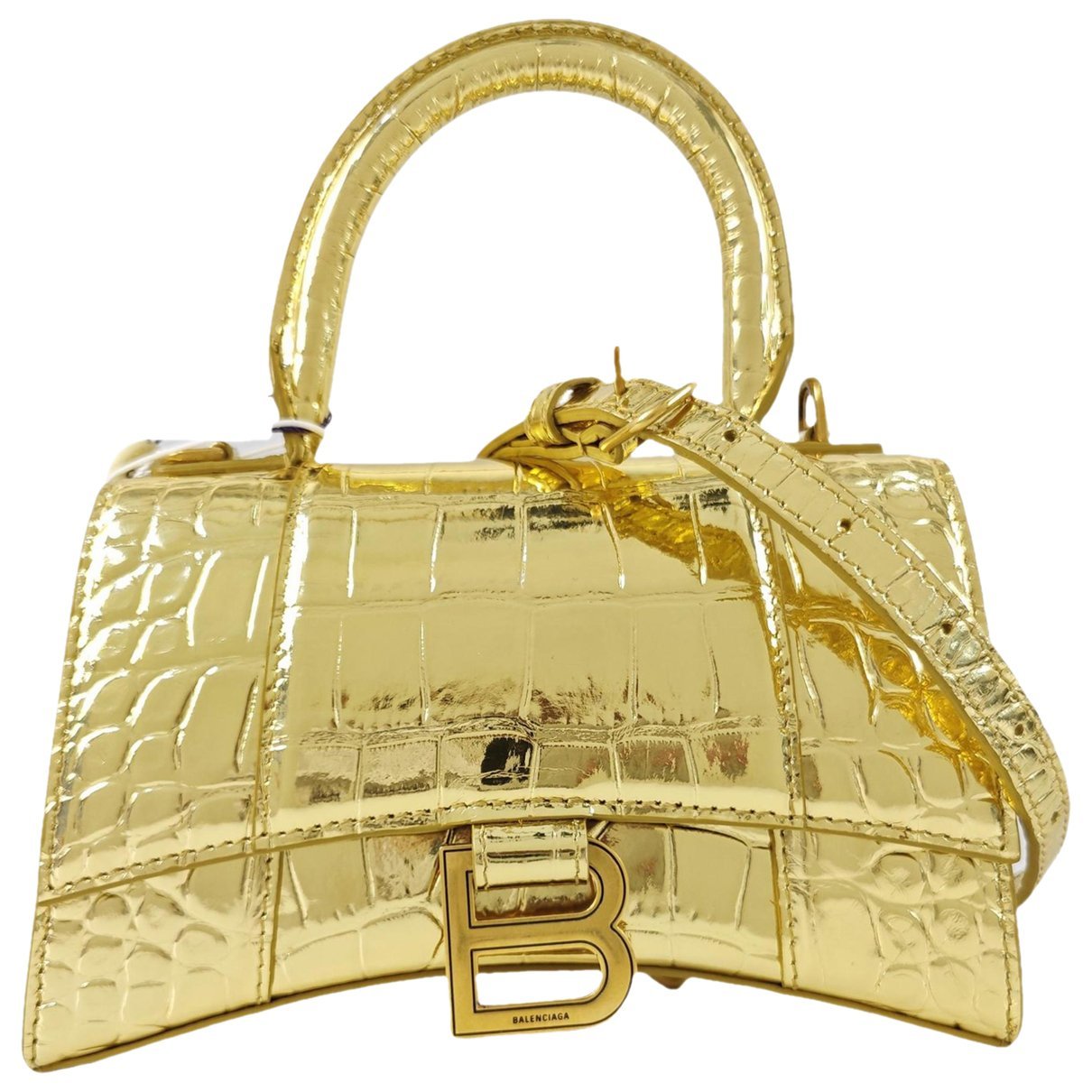 Hourglass leather handbag