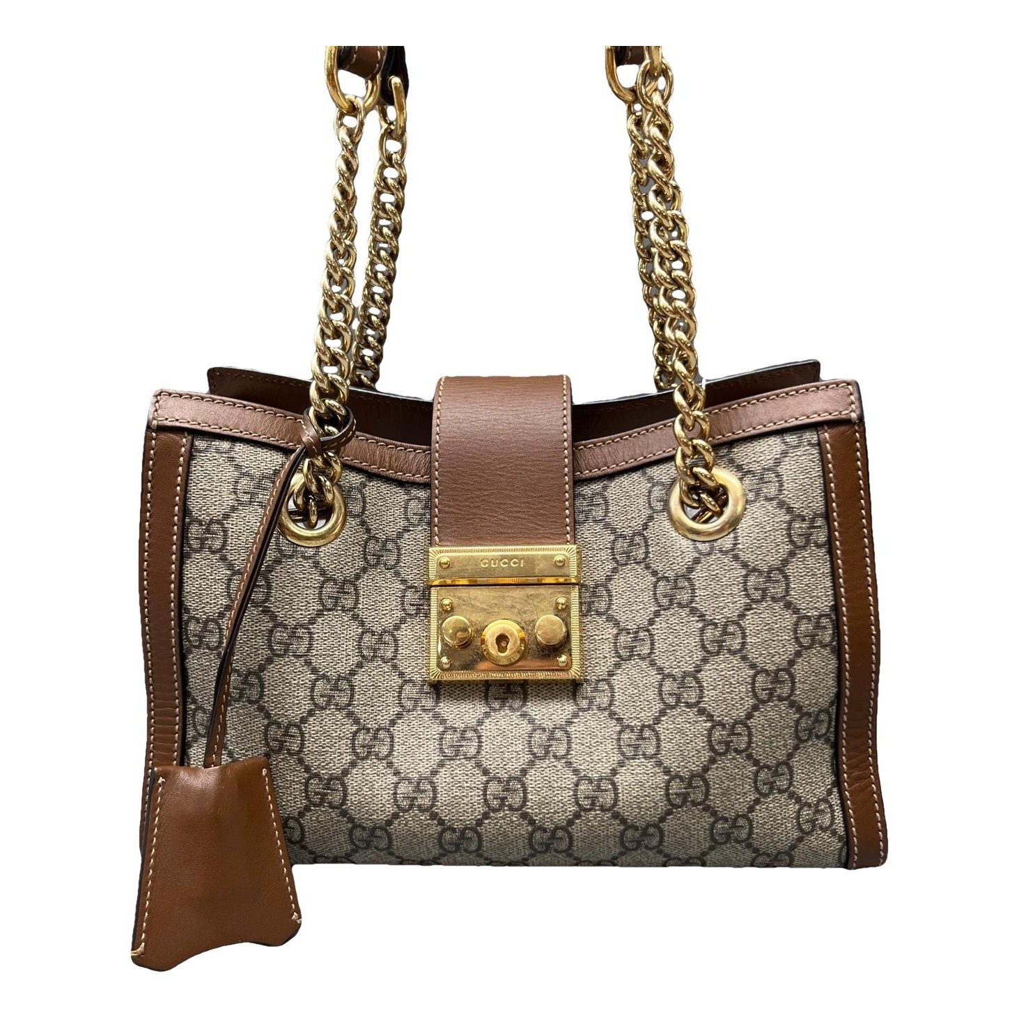 Padlock leather handbag