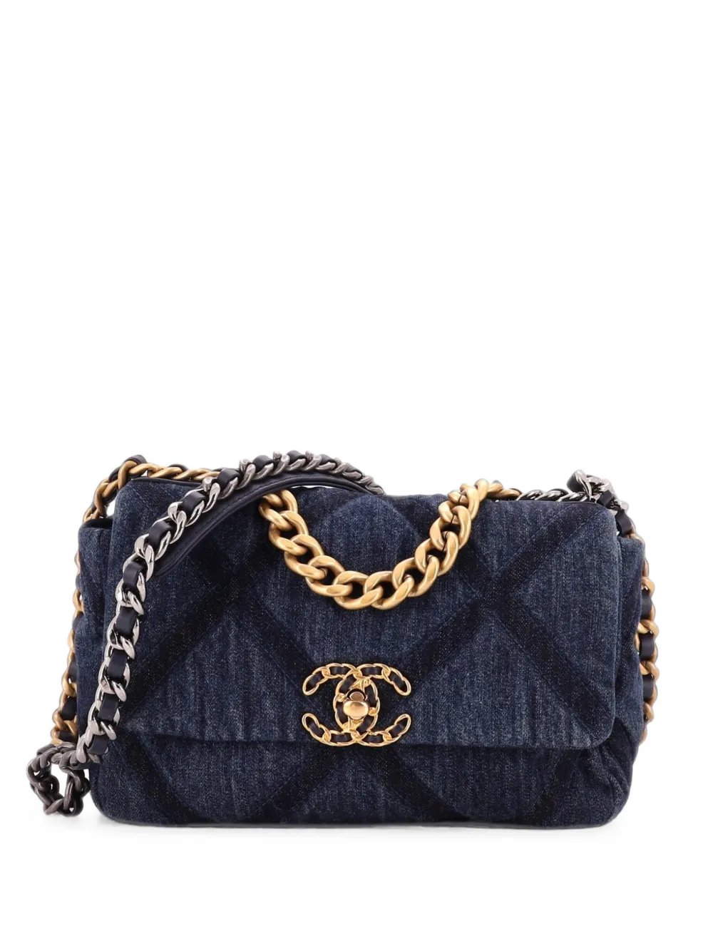 19 Flap Bag Quilted Denim Medium shoulder bag