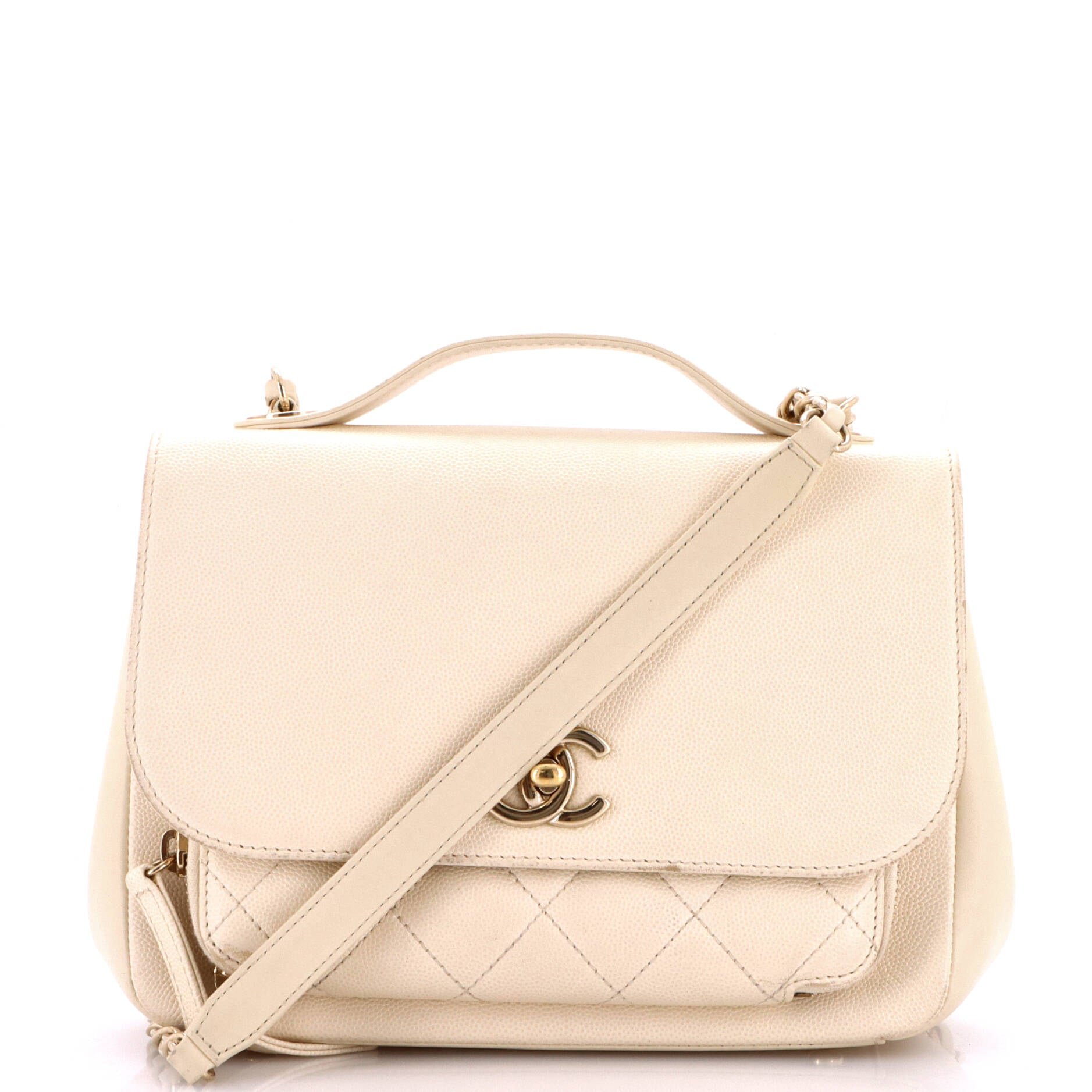 Business Affinity Flap Bag Quilted Caviar Small