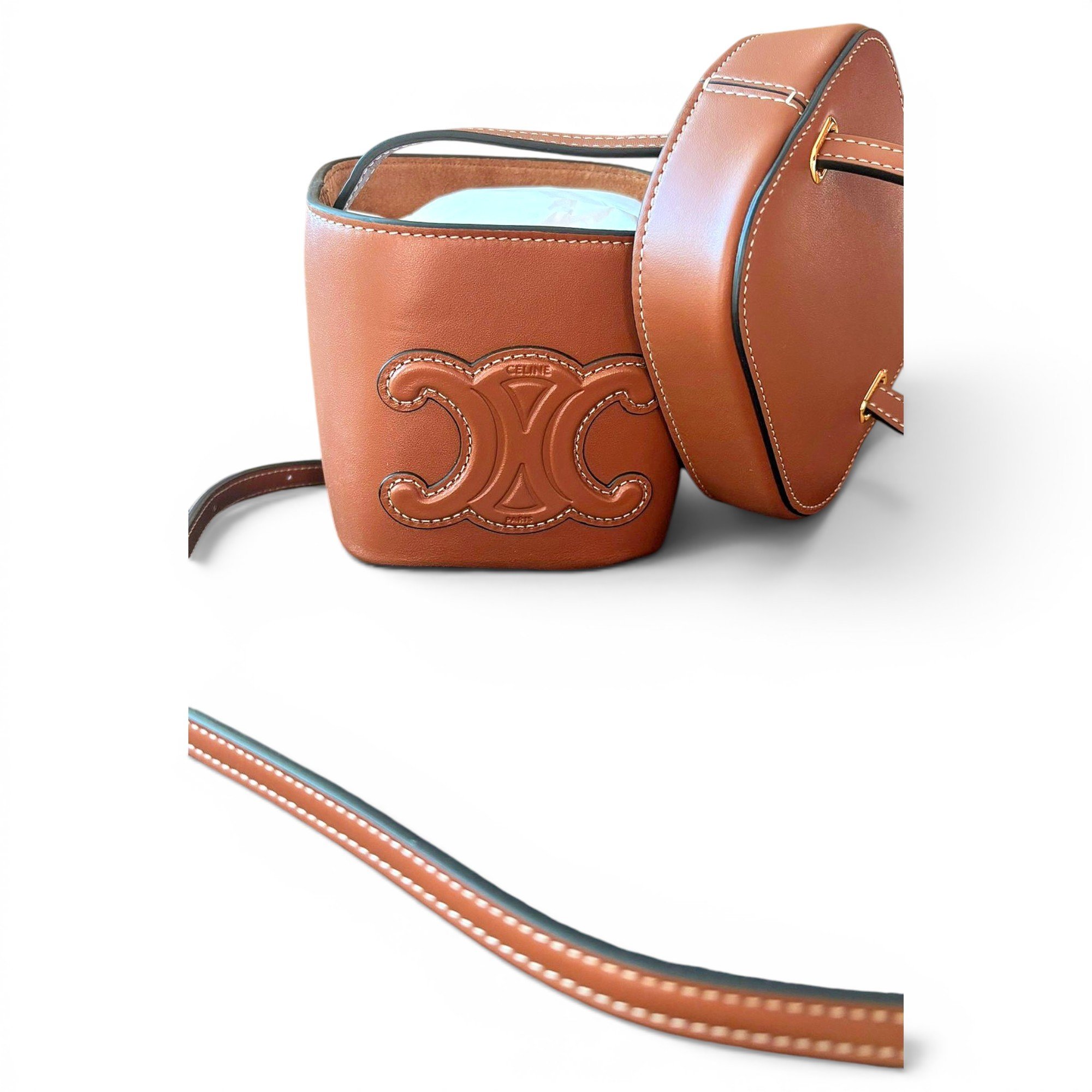 Tambour leather handbag