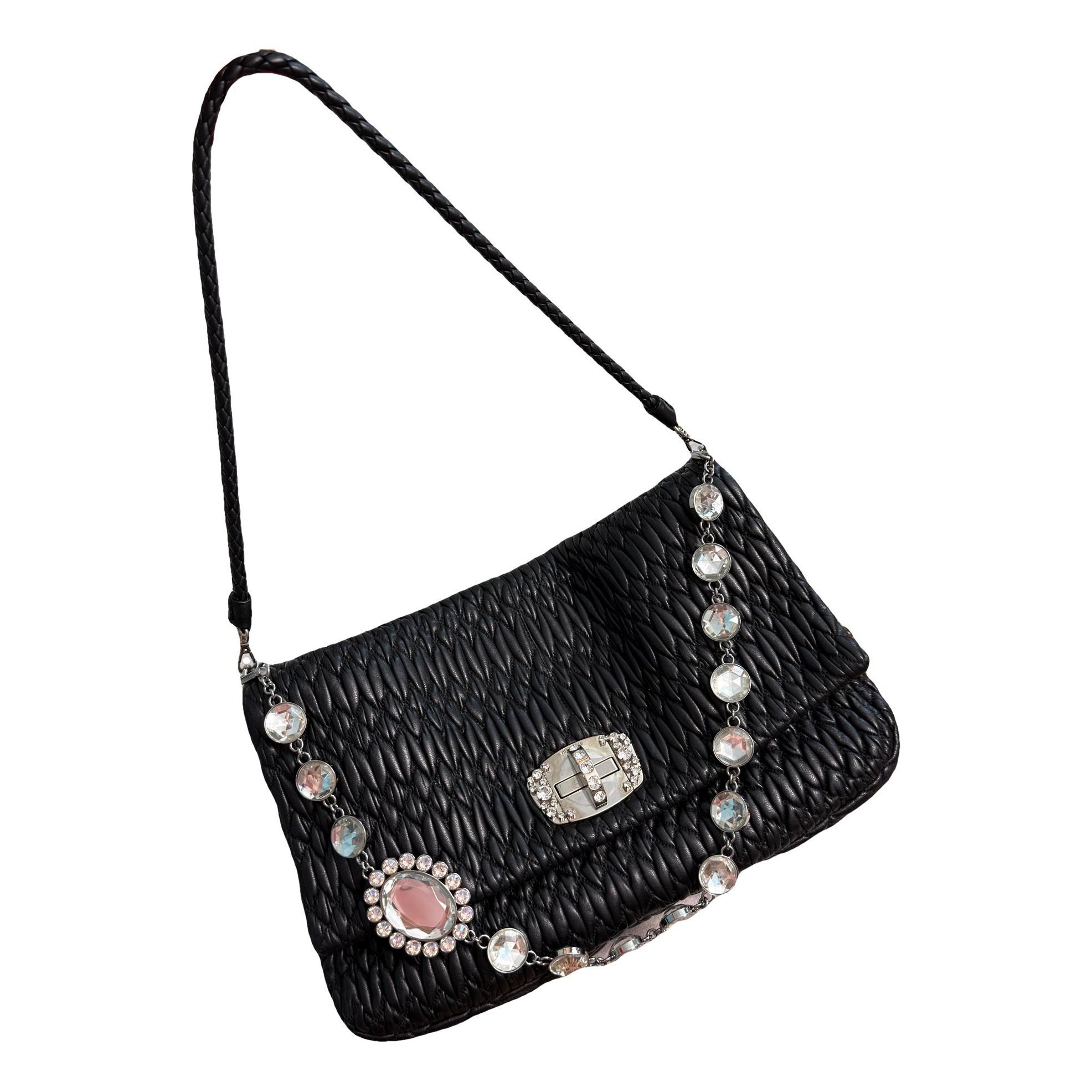 Miu Crystal leather handbag