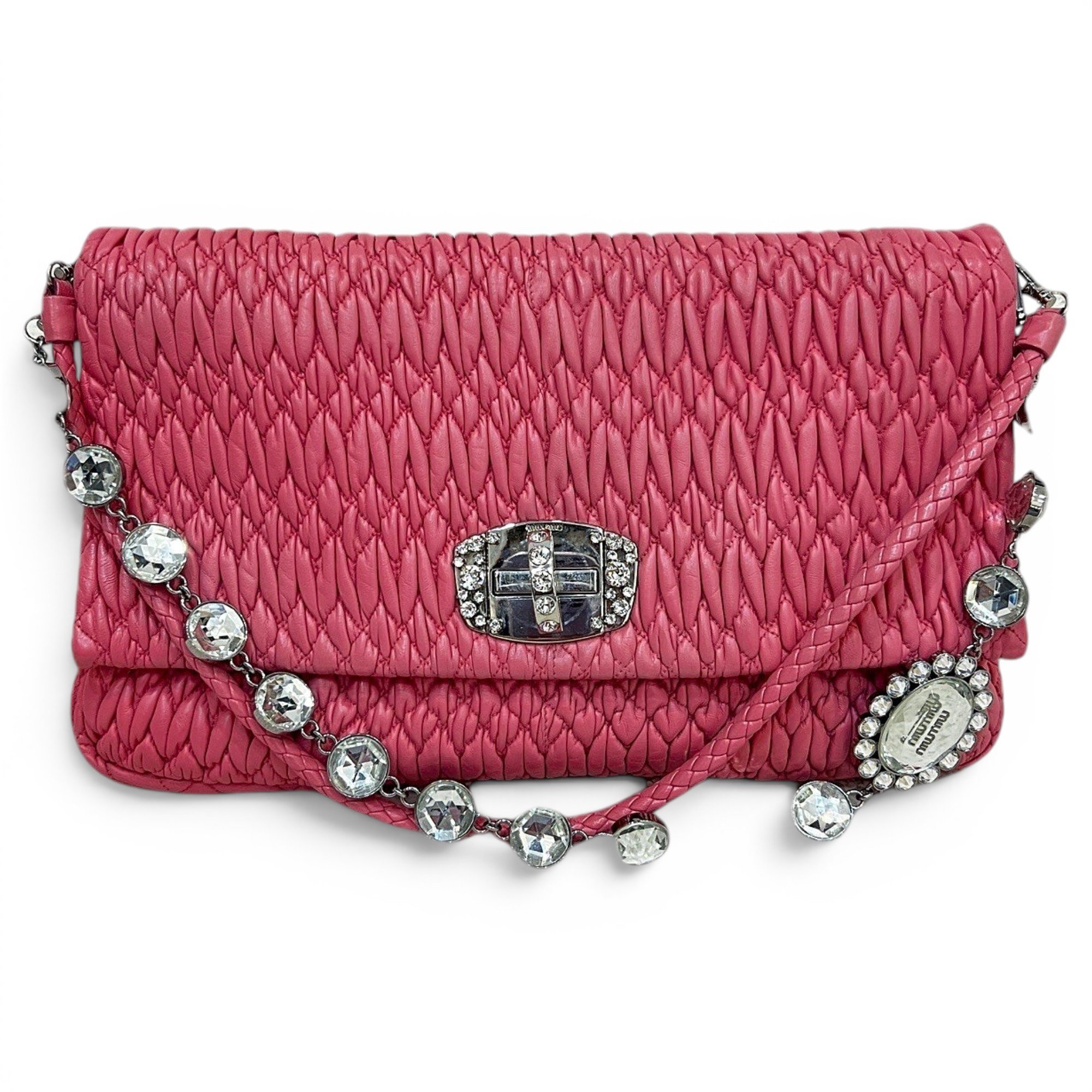 Miu Crystal leather handbag