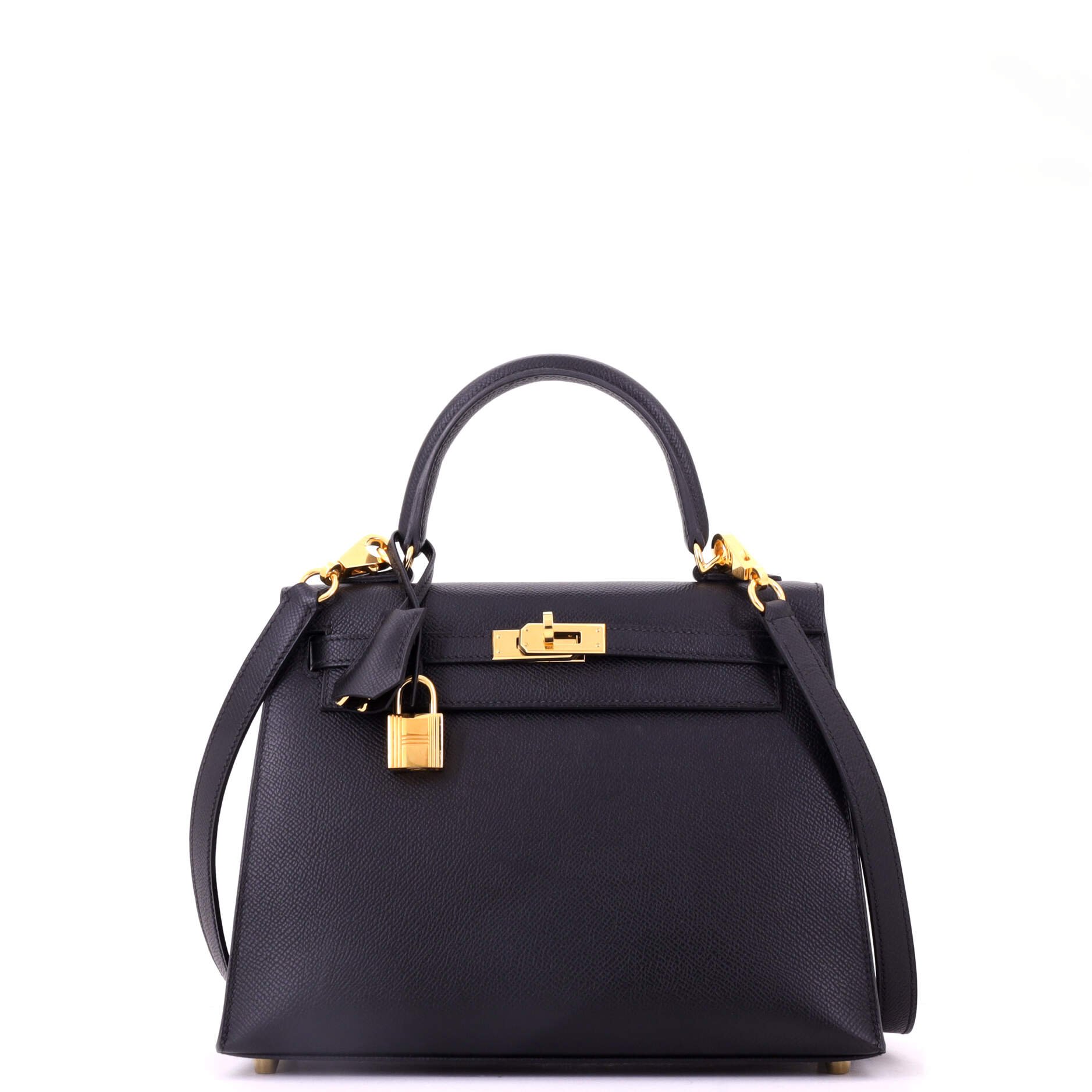 Kelly Handbag Noir Epsom with Gold Hardware 25