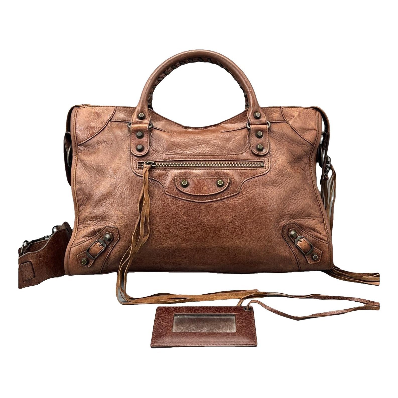 City leather handbag