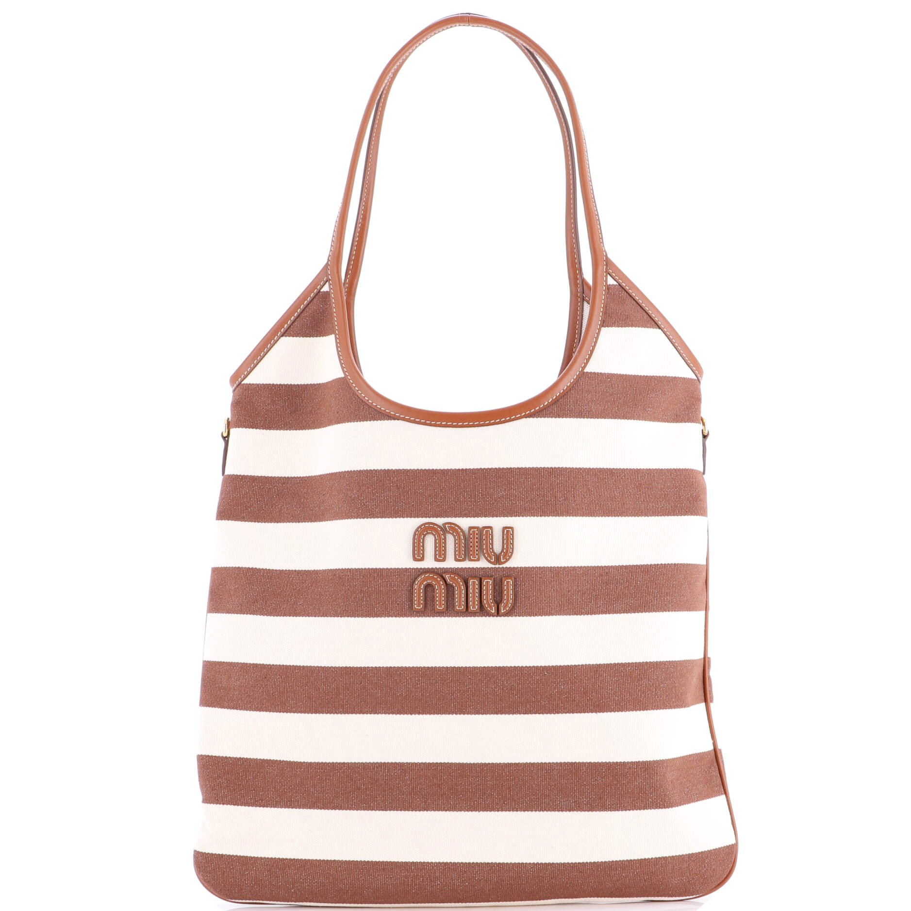 Miu Miu Ivy Hobo Bag Striped Canvas Tall