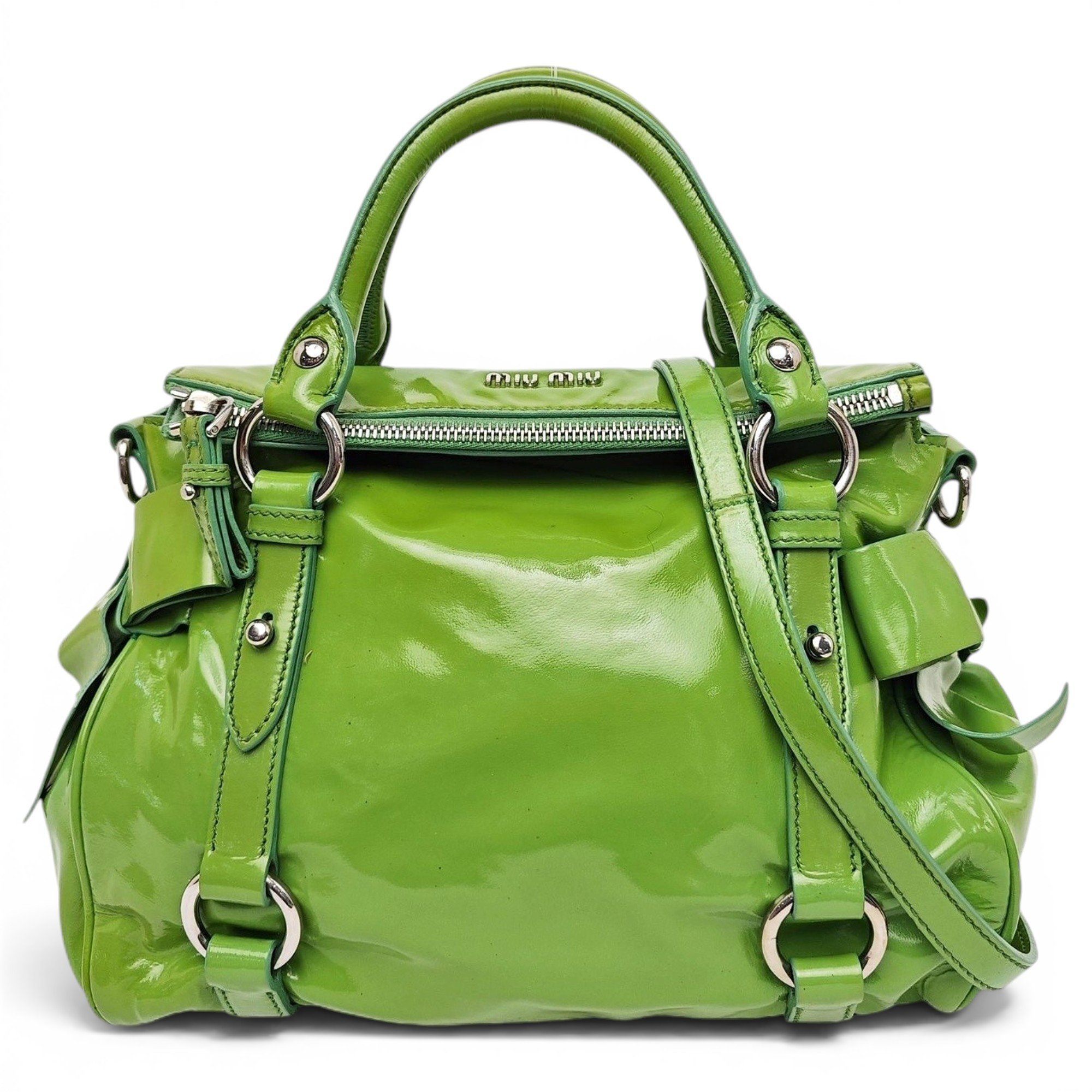 Bow bag leather handbag