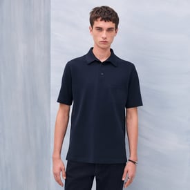 "H" embroidered buttoned polo shirt