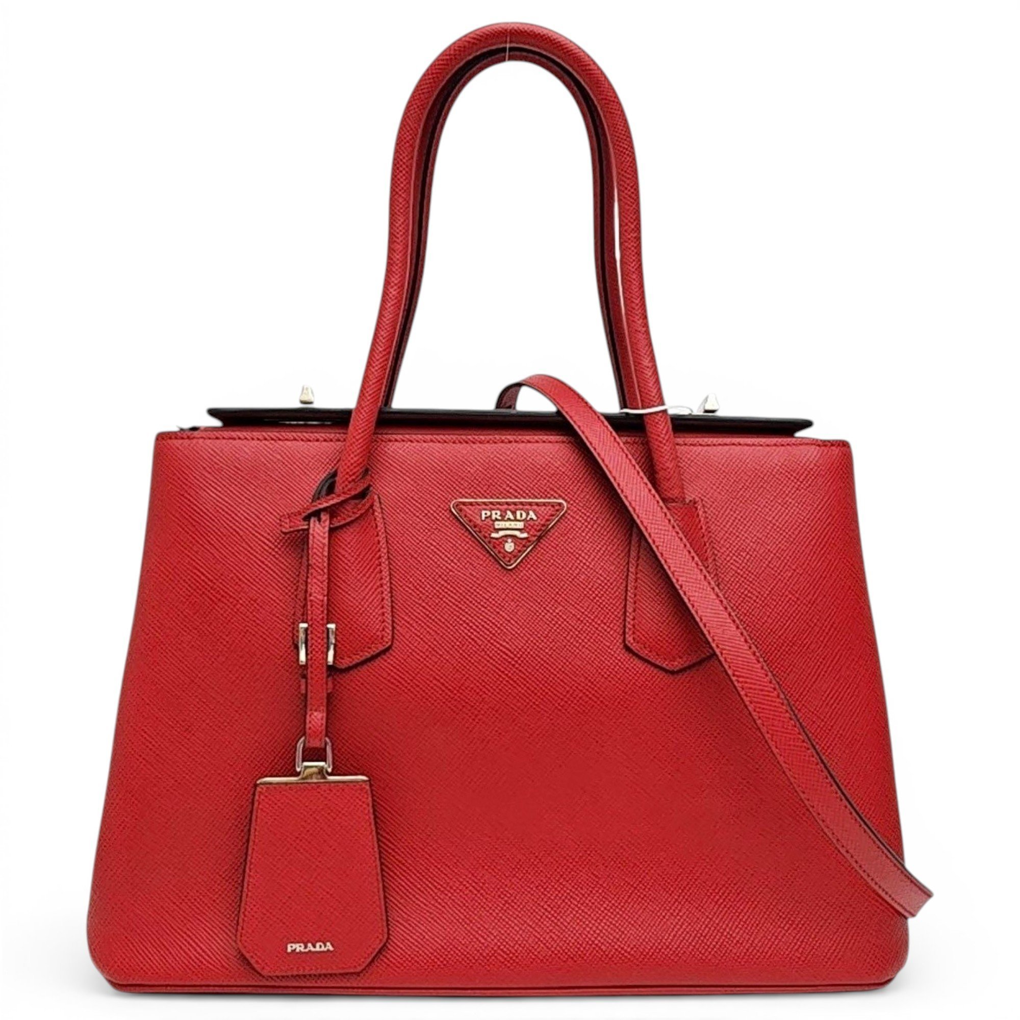 Double leather handbag