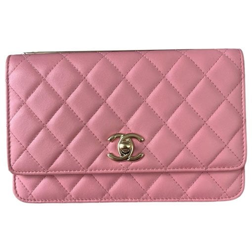 Trendy CC Wallet on Chain leather handbag