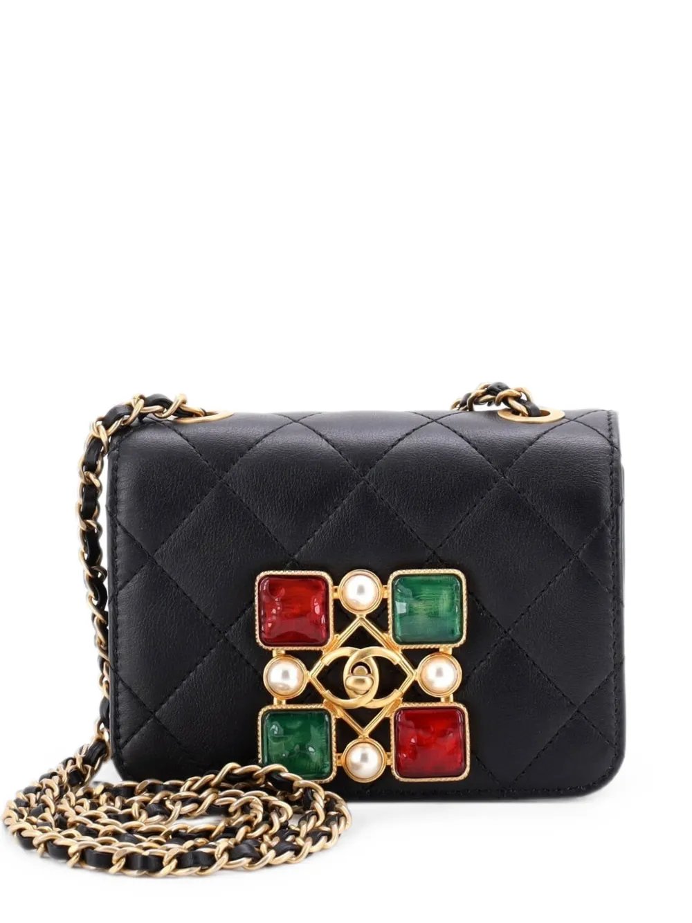 Resin and Pearl CC Full Flap Bag Quilted Calfskin Mini shoulder bag
