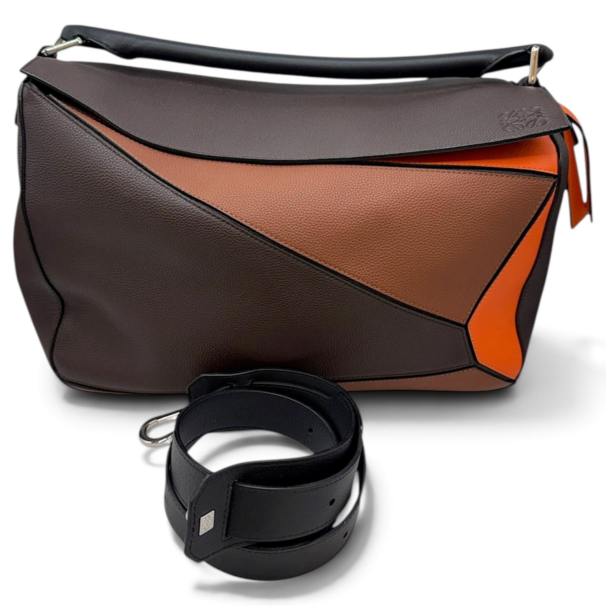 Puzzle leather handbag