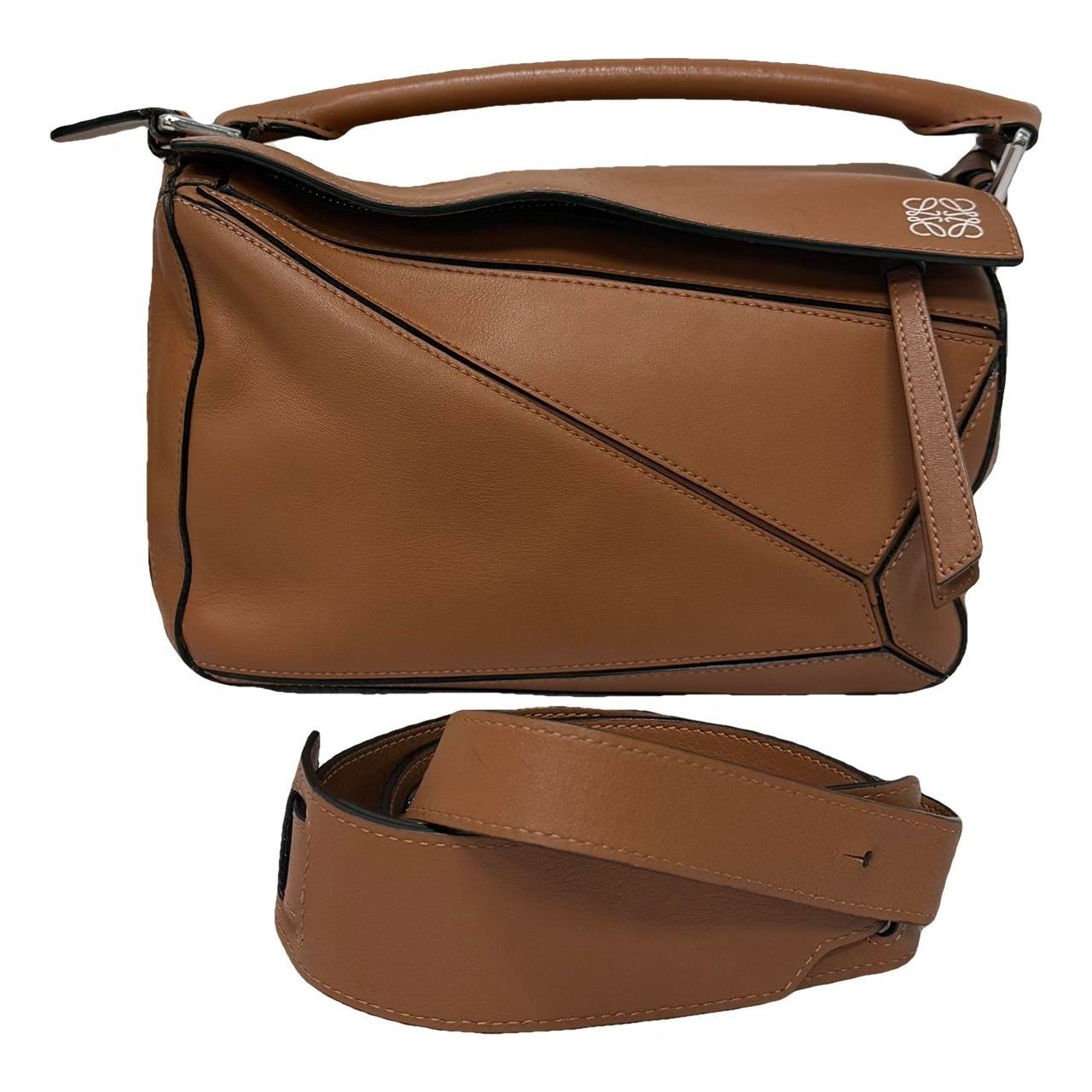 Puzzle leather handbag