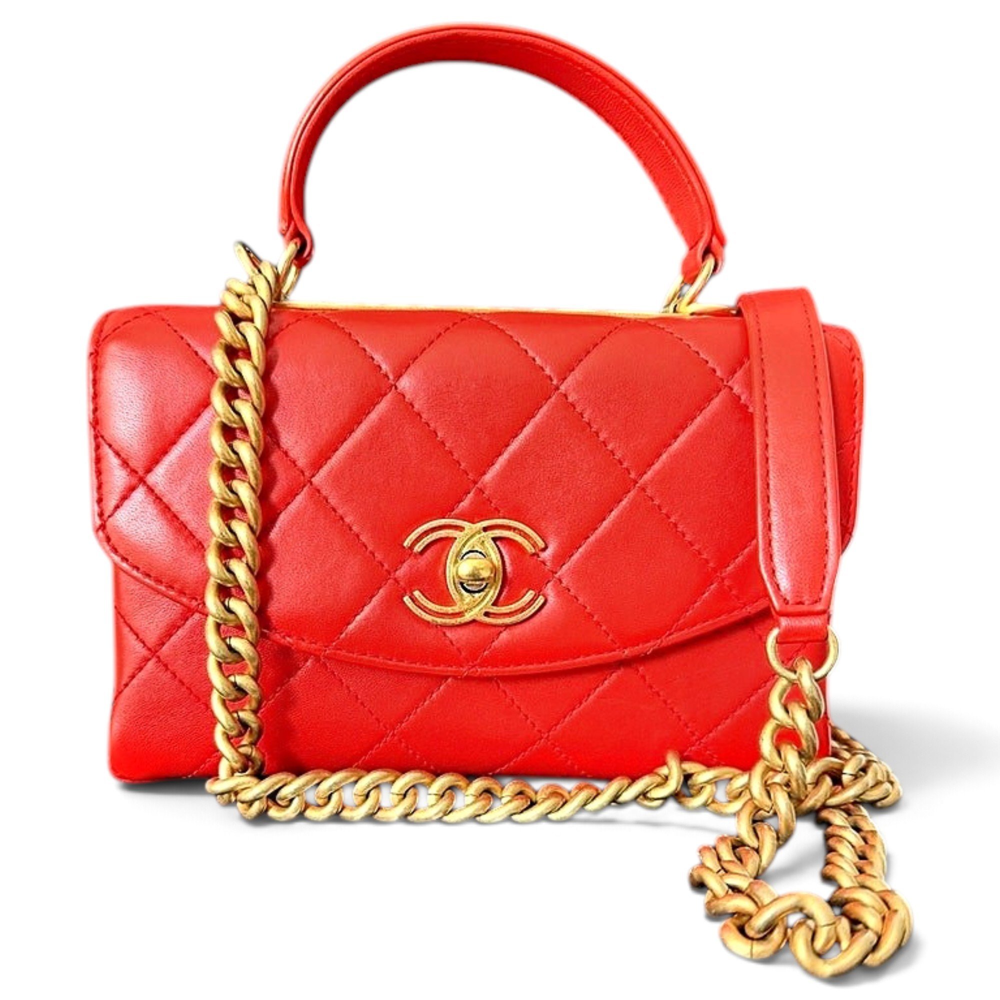 Trendy CC Top Handle leather handbag