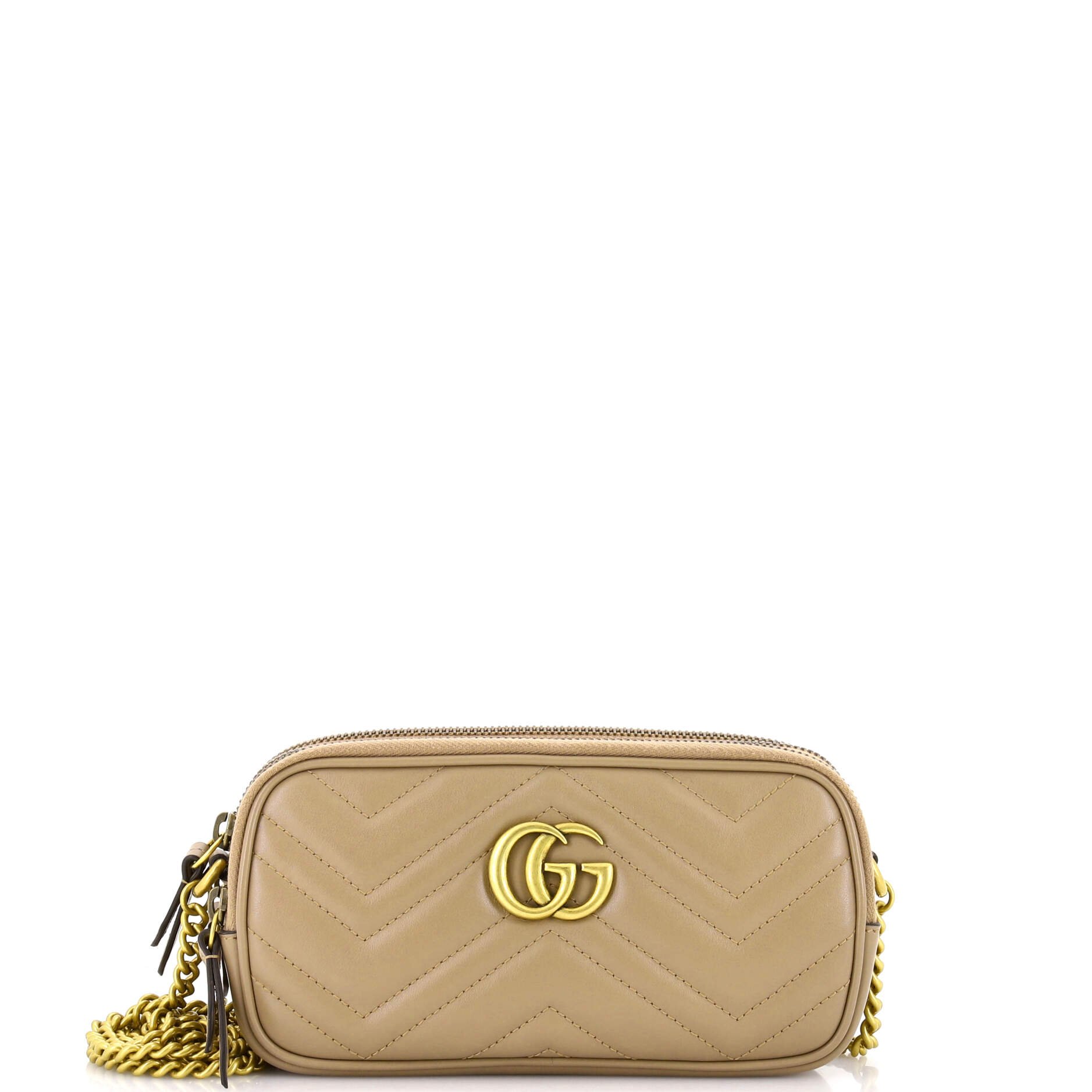 GG Marmont Triple Zip Chain Bag Matelasse Leather Mini