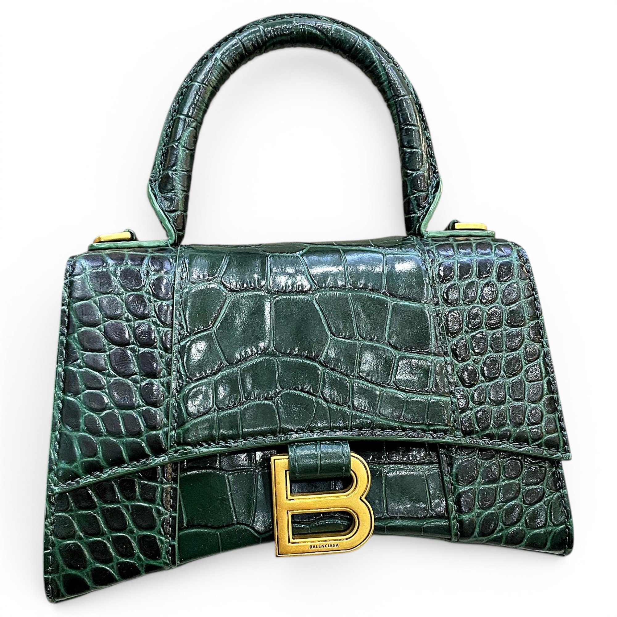 Hourglass leather handbag