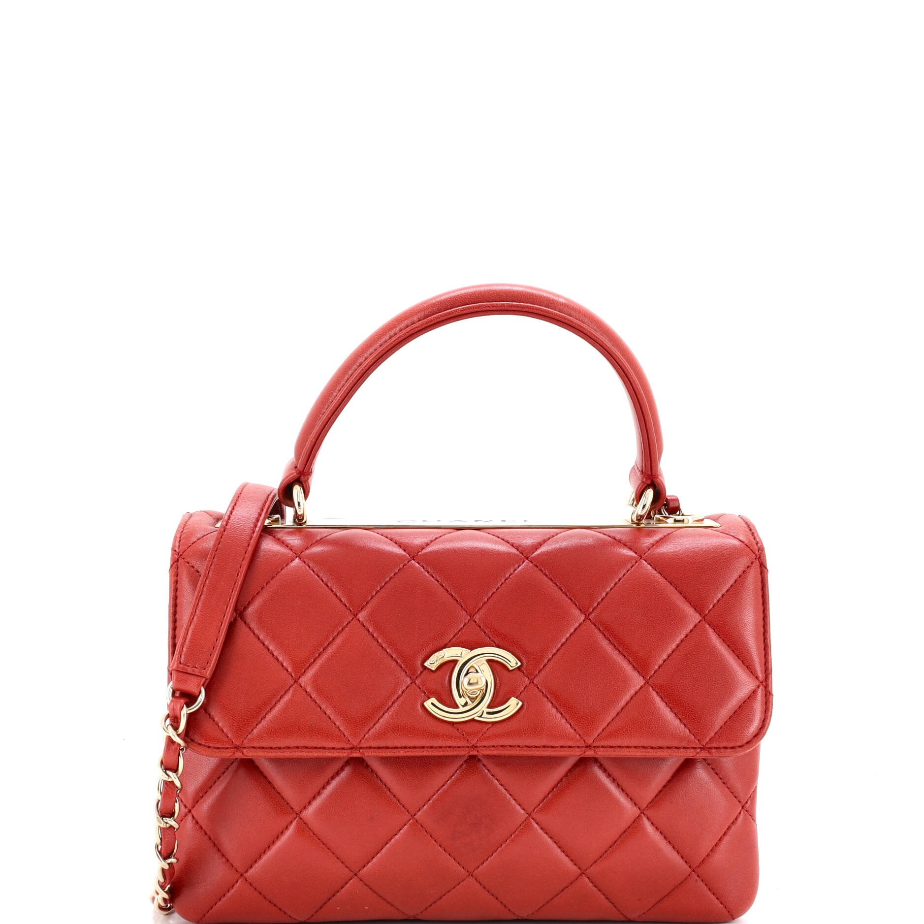 Trendy CC Top Handle Bag Quilted Lambskin Small