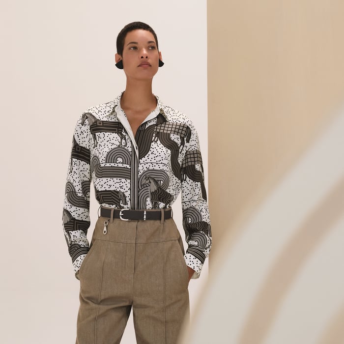 Blanc Cassé Camisa Masculina Con Estampado "Garde-robe Pop"