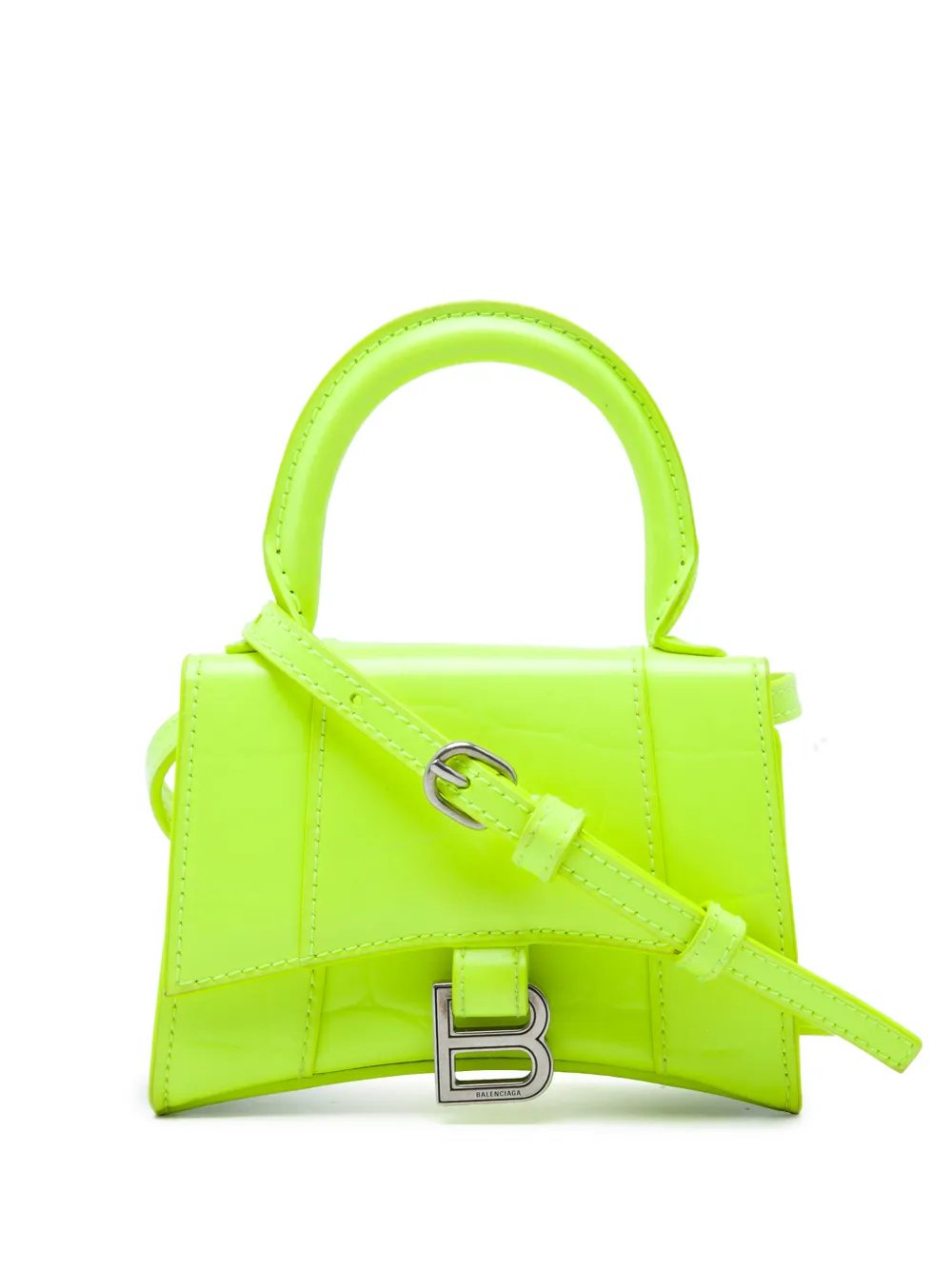 2021 Mini Croc Embossed Calfskin Hourglass Top Handle Bag satchel