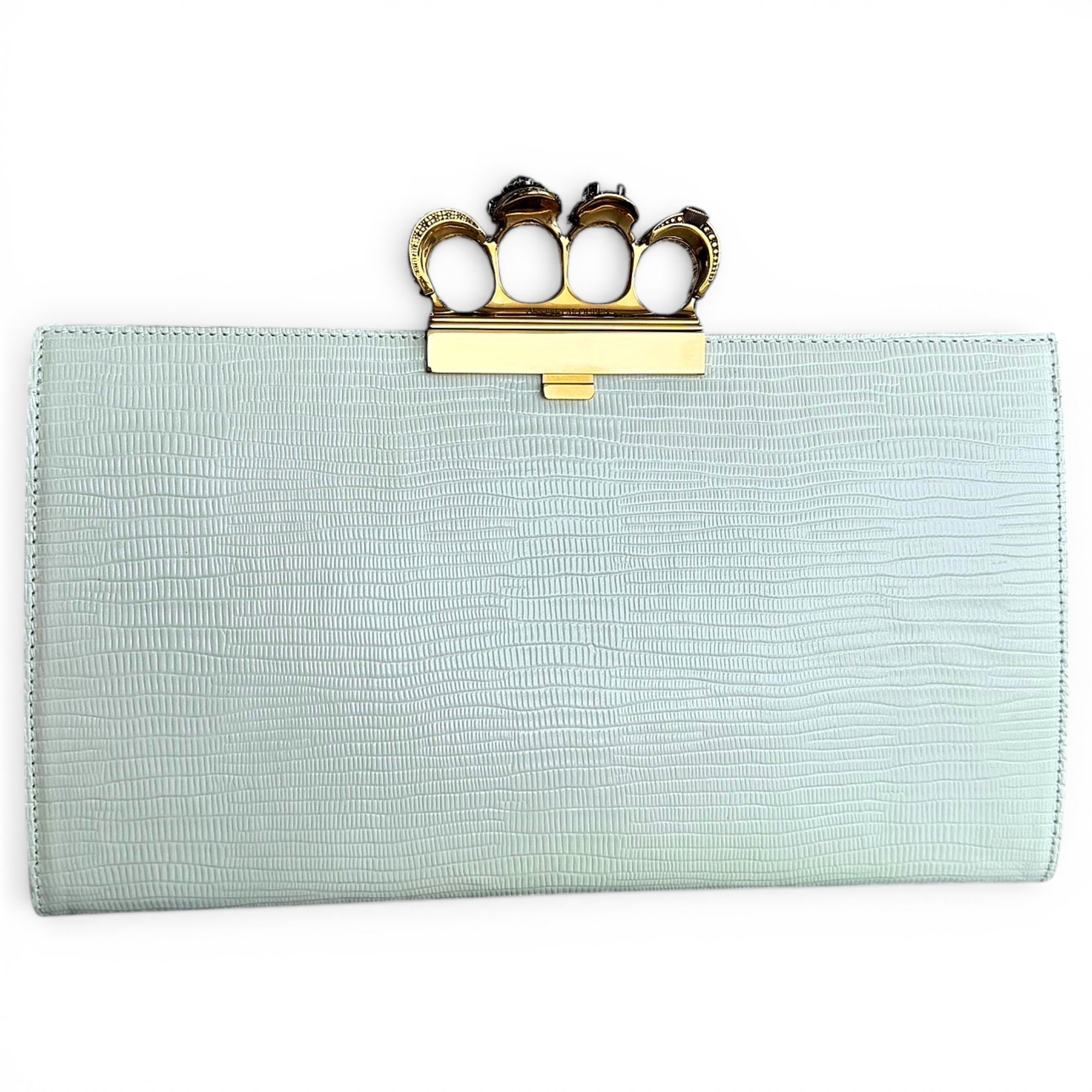 Knuckle leather clutch bag