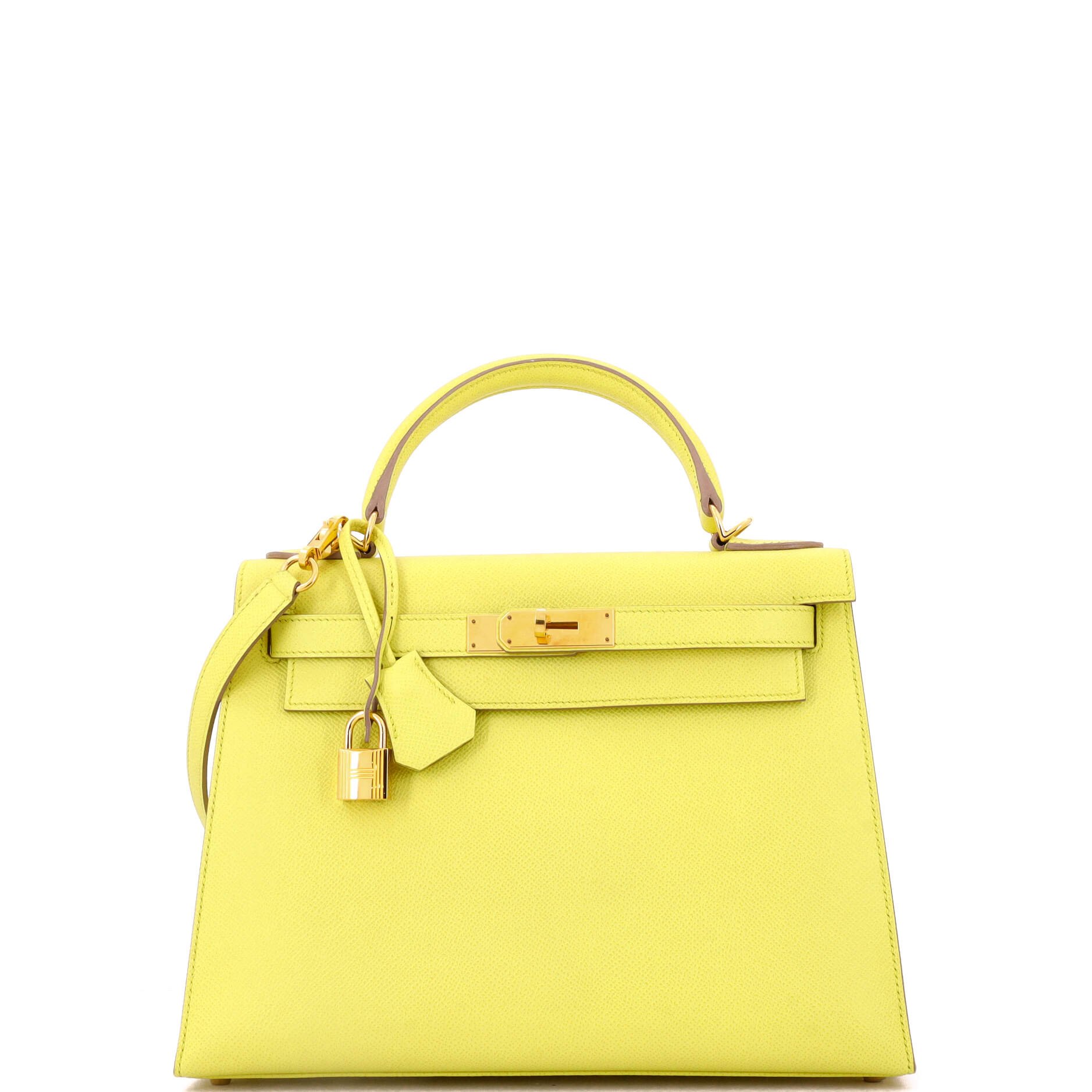 Hermes Kelly Handbag Soufre Epsom with Gold Hardware 28