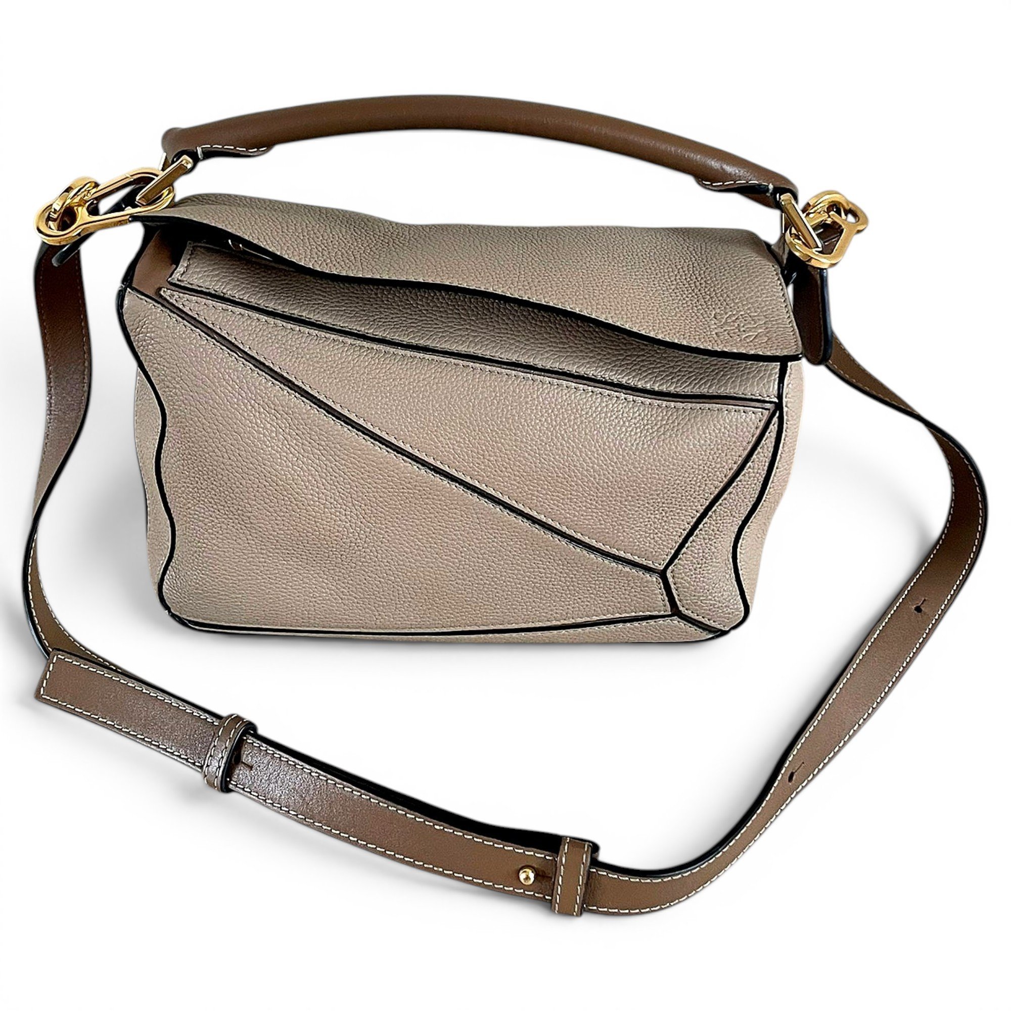 Puzzle leather handbag