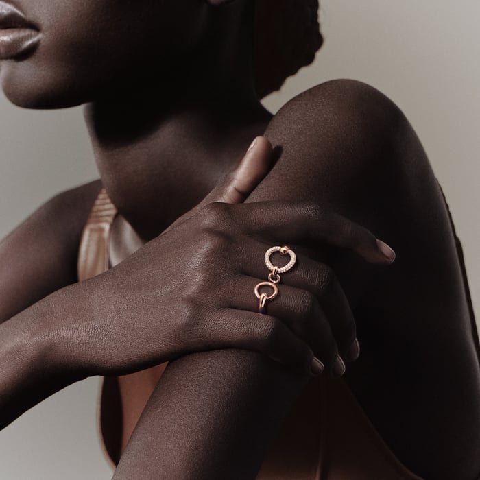 Sans Coloris Filet d'Or Double Ring, Large Model