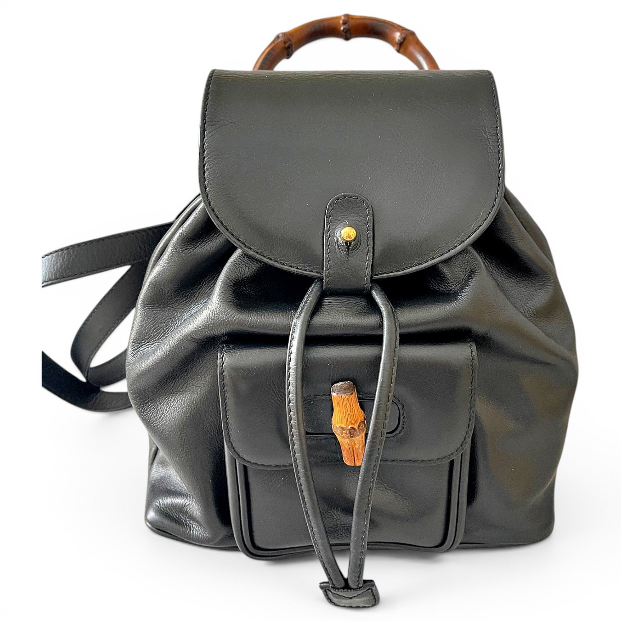 Bamboo Tassel Oval leather backpack