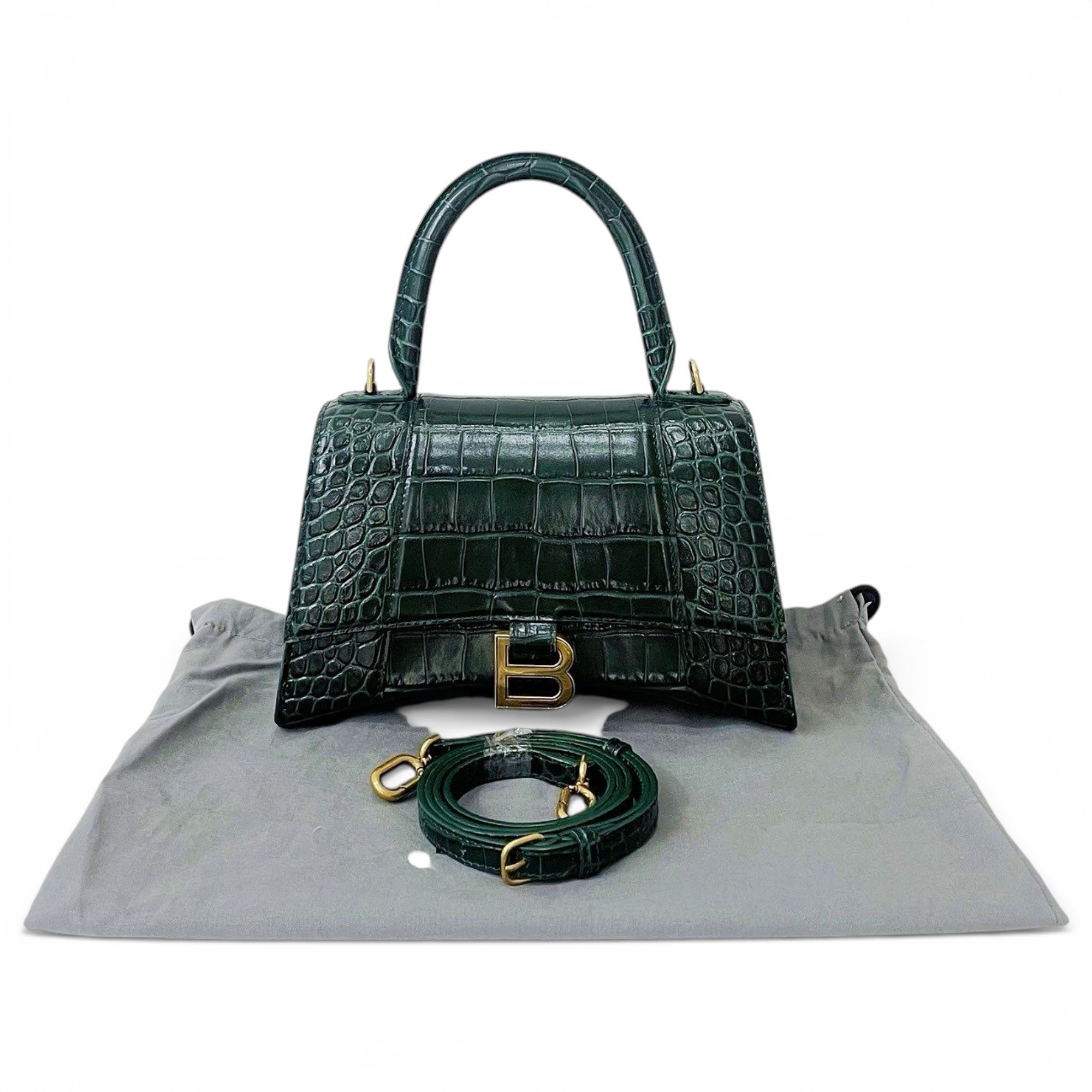 Hourglass leather handbag