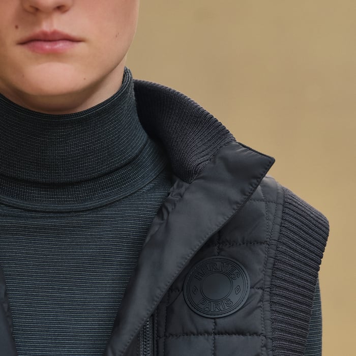 Bleu Noir Quilted Sleeveless Bomber Jacket