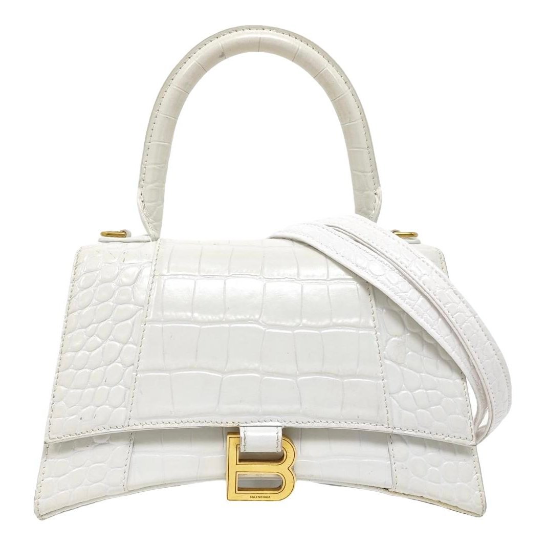 Hourglass leather handbag