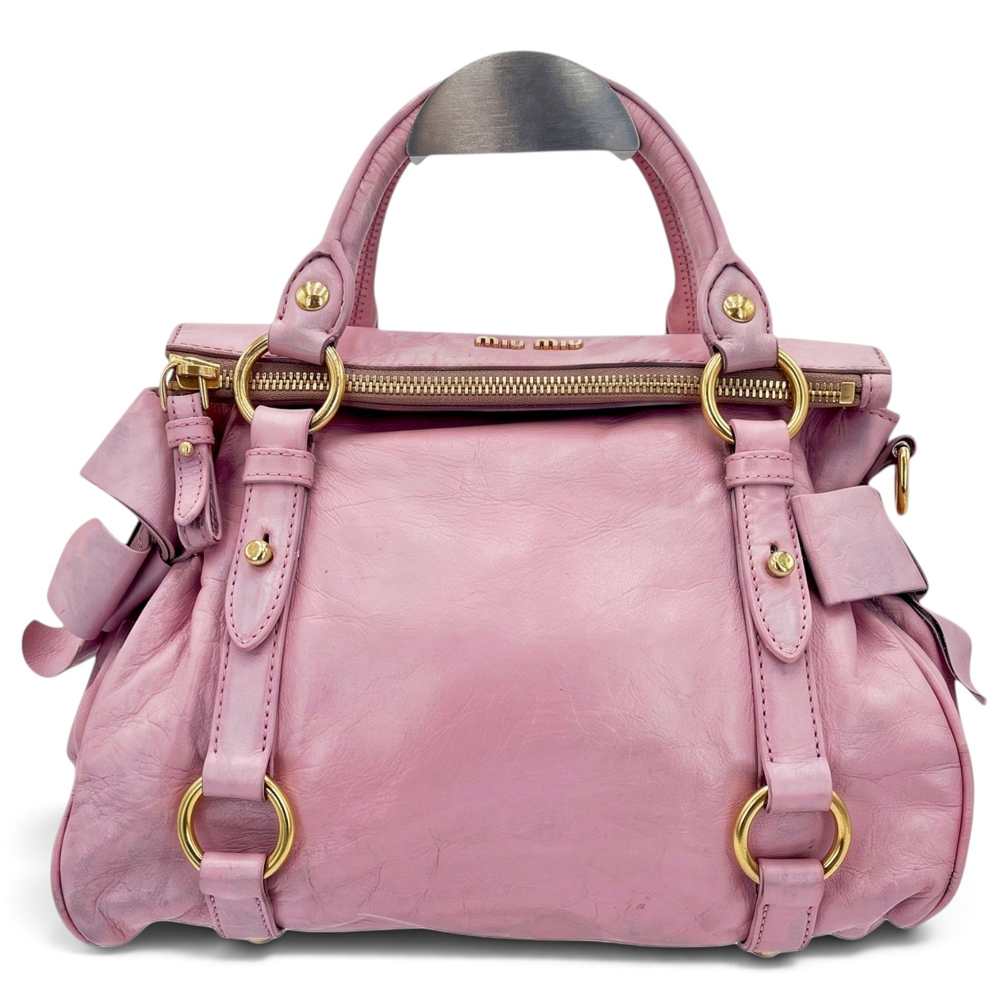 Bow bag leather handbag
