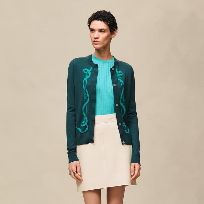 Vert Pin "Ferronnerie" Long-sleeve Cardigan