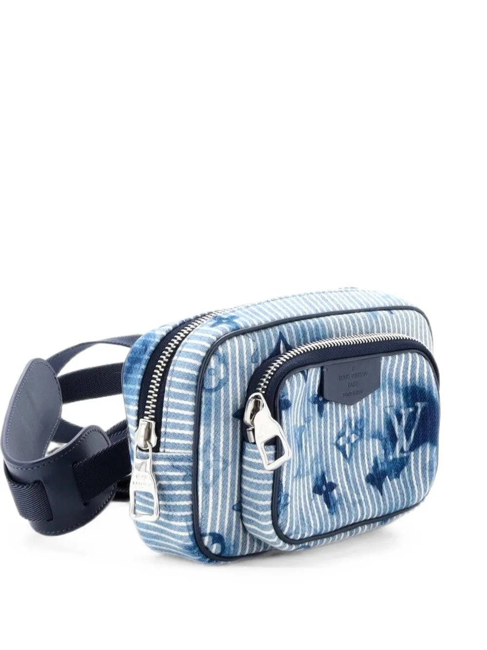 Outdoor Pouch Limited Edition Monogram Watercolor Stripes Denim crossbody bag