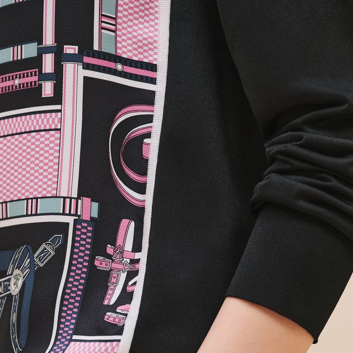 Noir "Lettres Equestres" Long-sleeve Twillaine Sweater