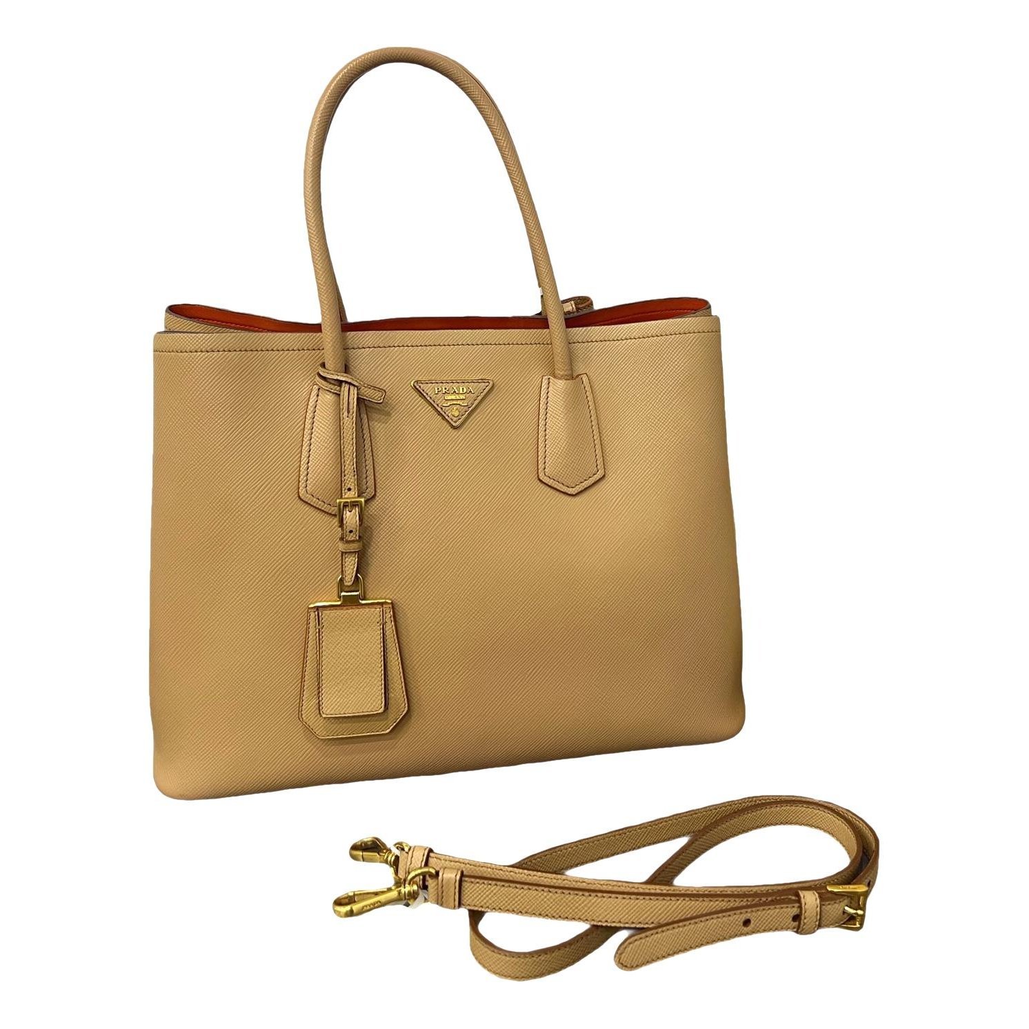 Double leather handbag